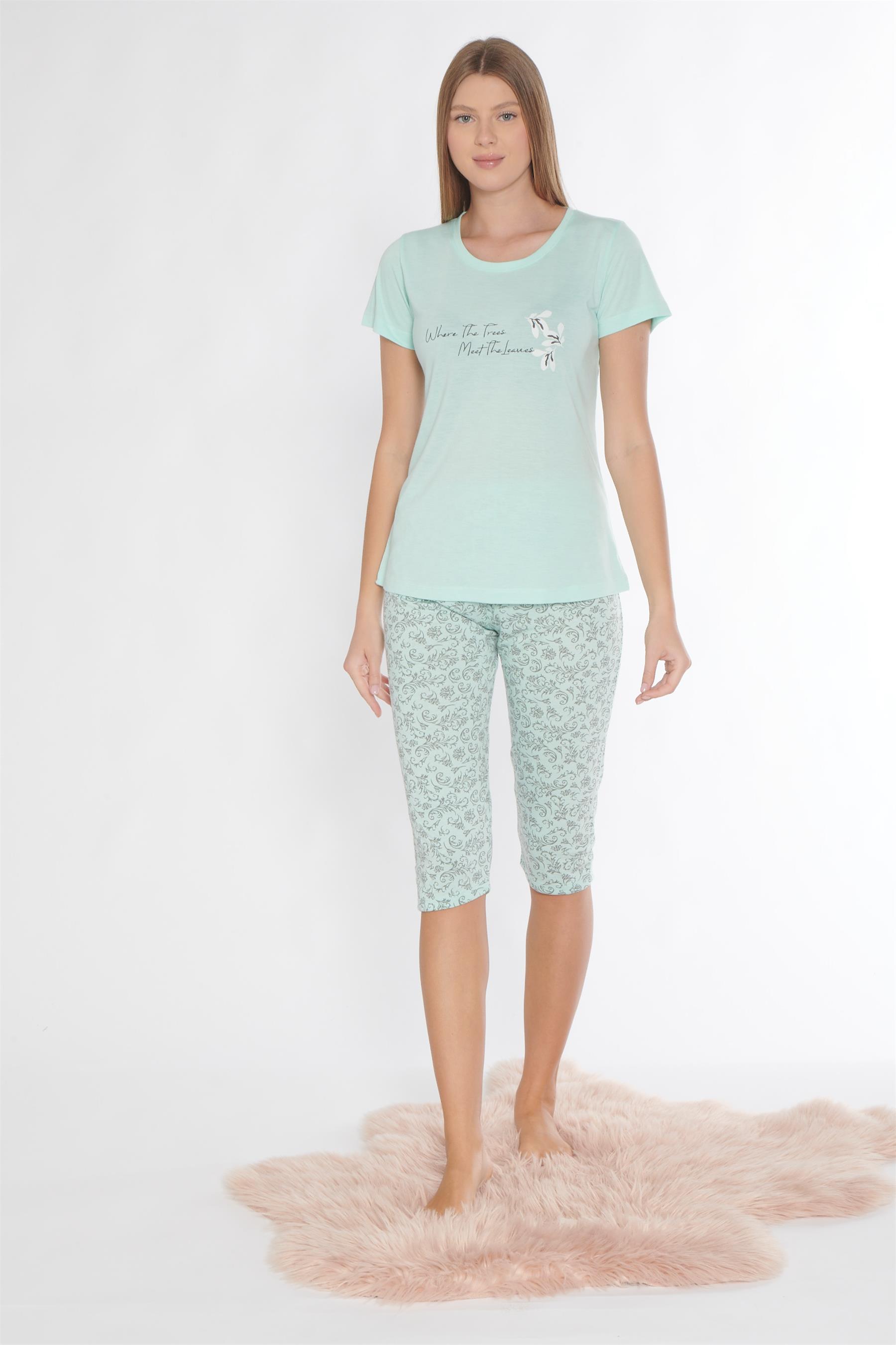 Alperi Kapri Kısa Kollu Viskon Pijama Takımı 770-05