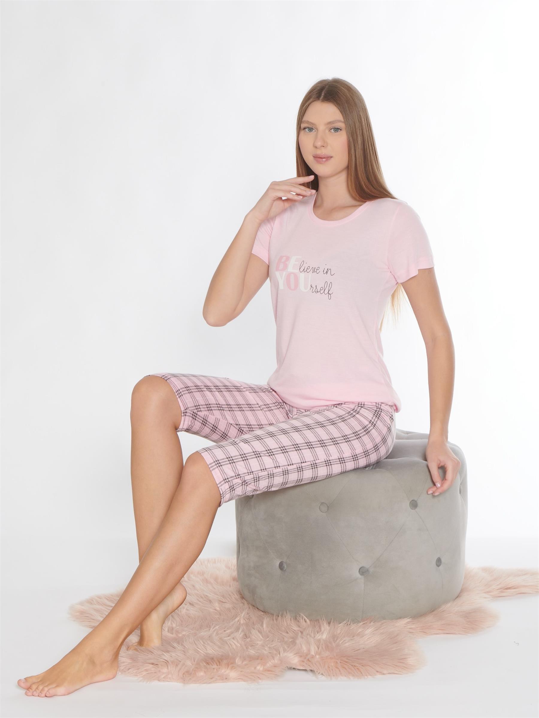 Alperi Kapri Kısa Kollu Viskon Pijama Takımı 770-03