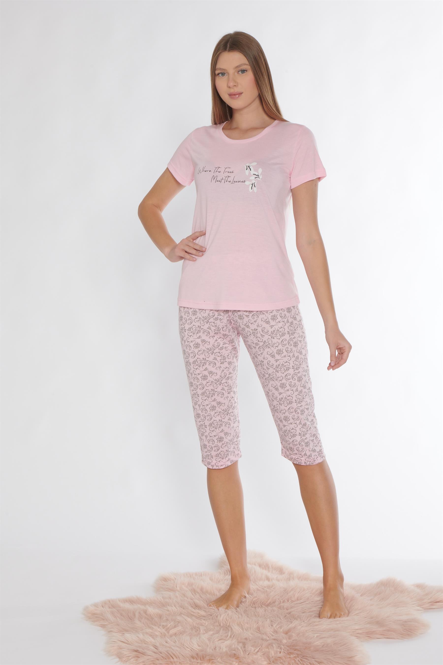 Alperi Kapri Kısa Kollu Viskon Pijama Takımı 770-05