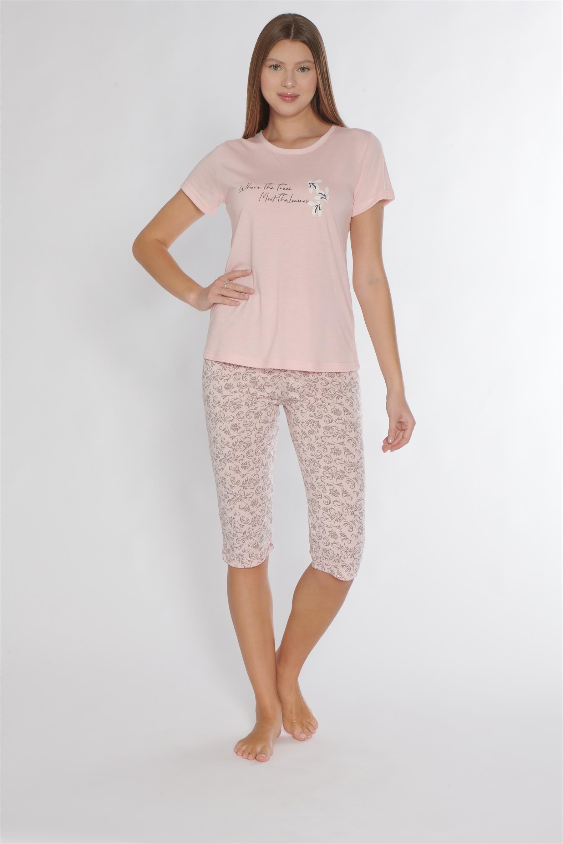 Alperi Kapri Kısa Kollu Viskon Pijama Takımı 770-05