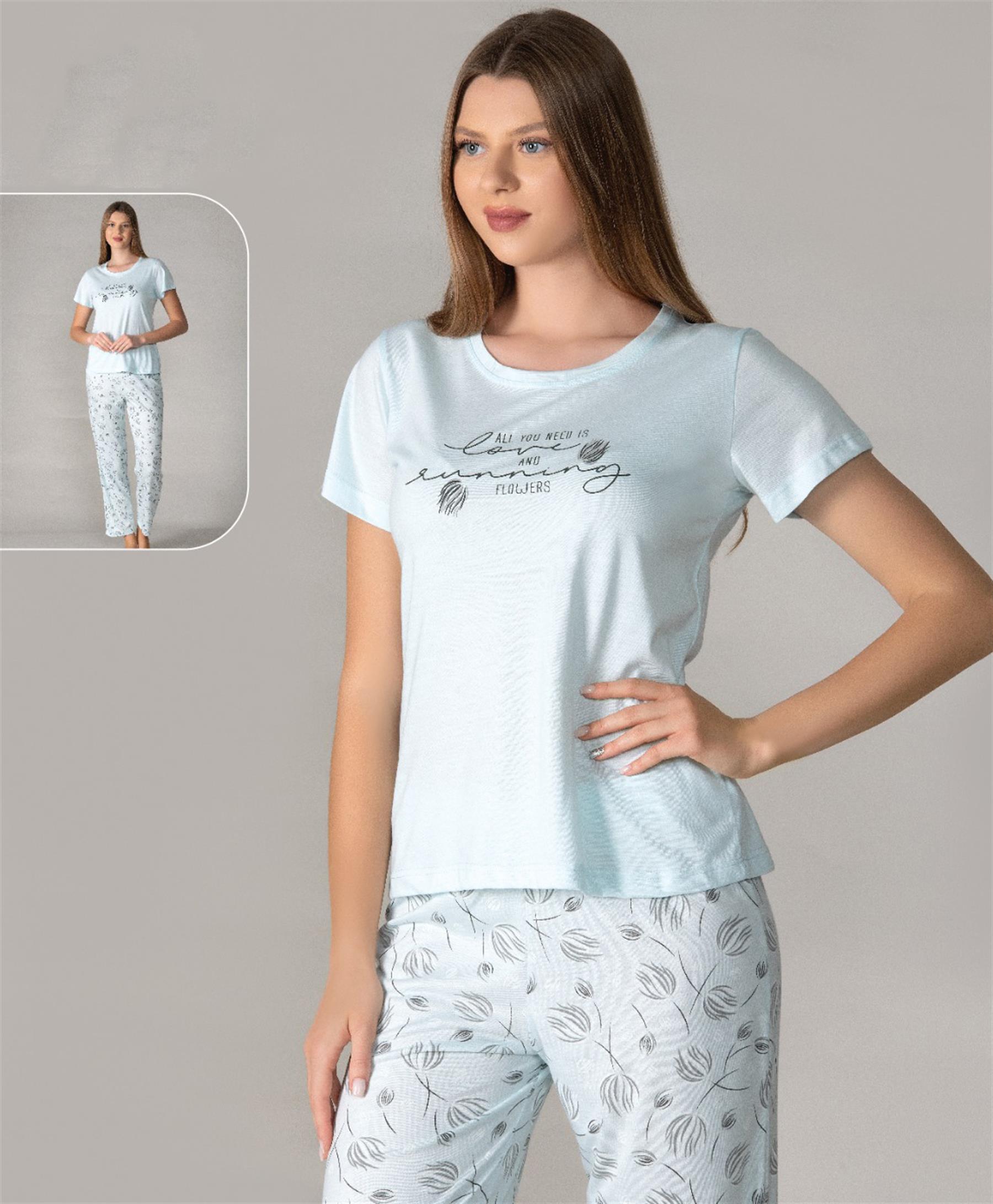 KISA KOL YAZLIK PİJAMA TAKIMI VİSKON ALPERİ 780-24