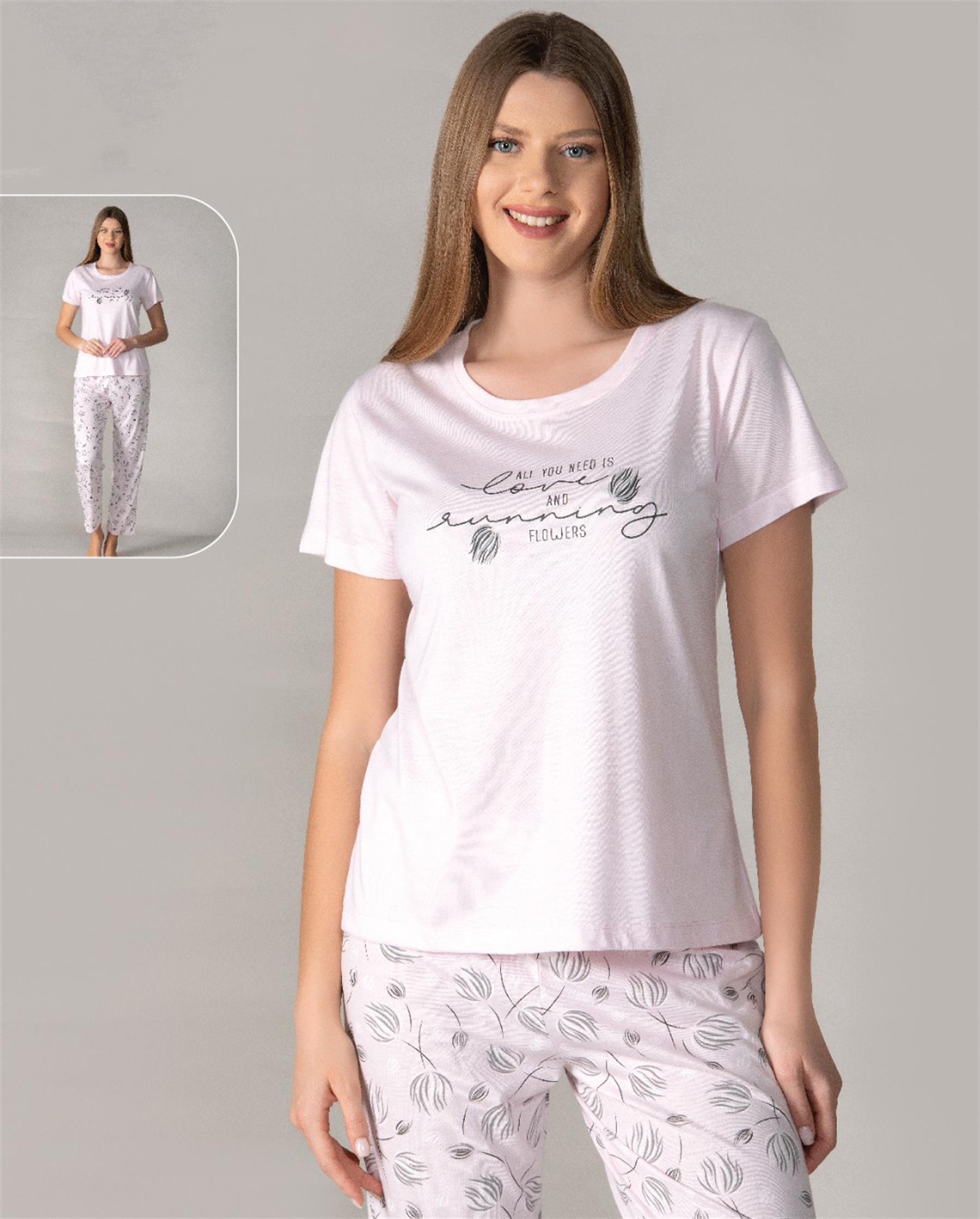 KISA KOL YAZLIK PİJAMA TAKIMI VİSKON ALPERİ 780-24