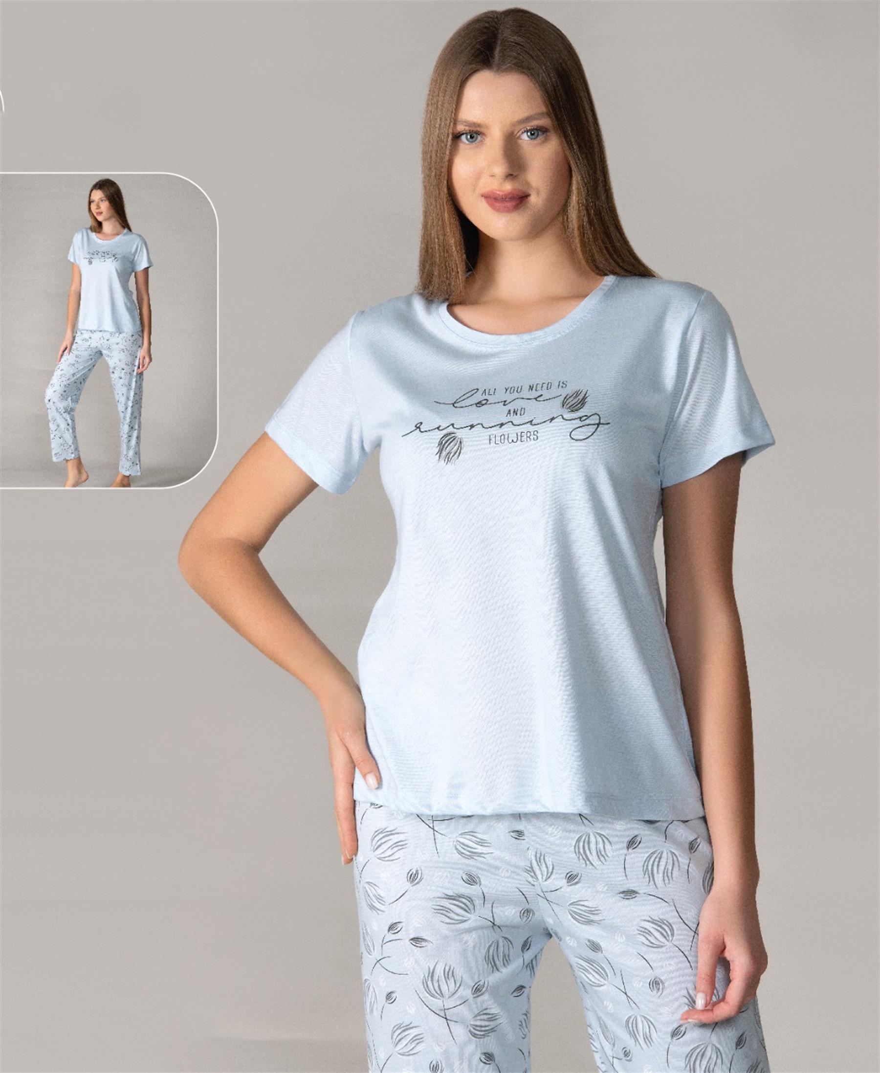 KISA KOL YAZLIK PİJAMA TAKIMI VİSKON ALPERİ 780-24