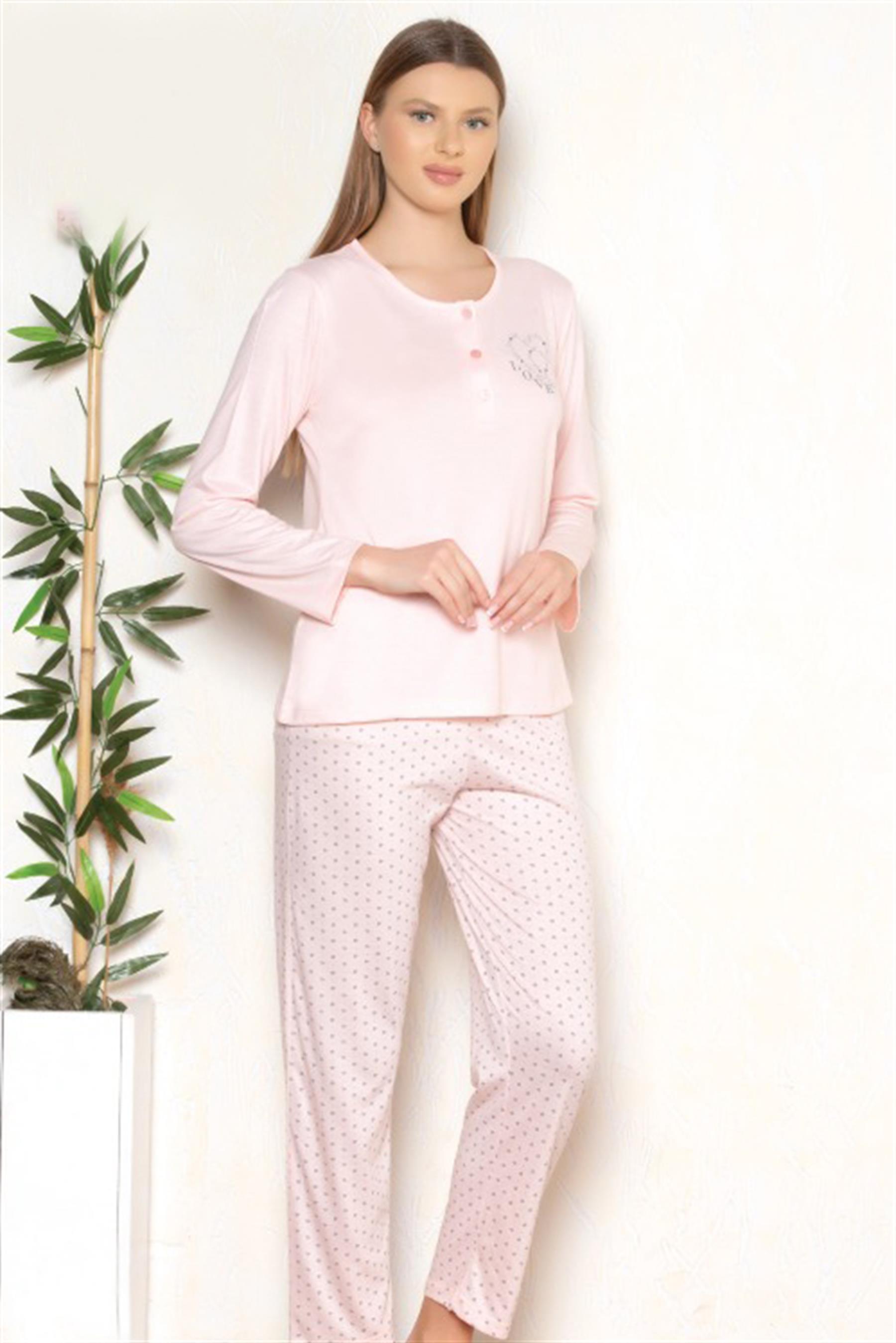 MEVSİMLİK UZUN KOL PİJAMA TAKIM VİSKON ALPERİ 790-27