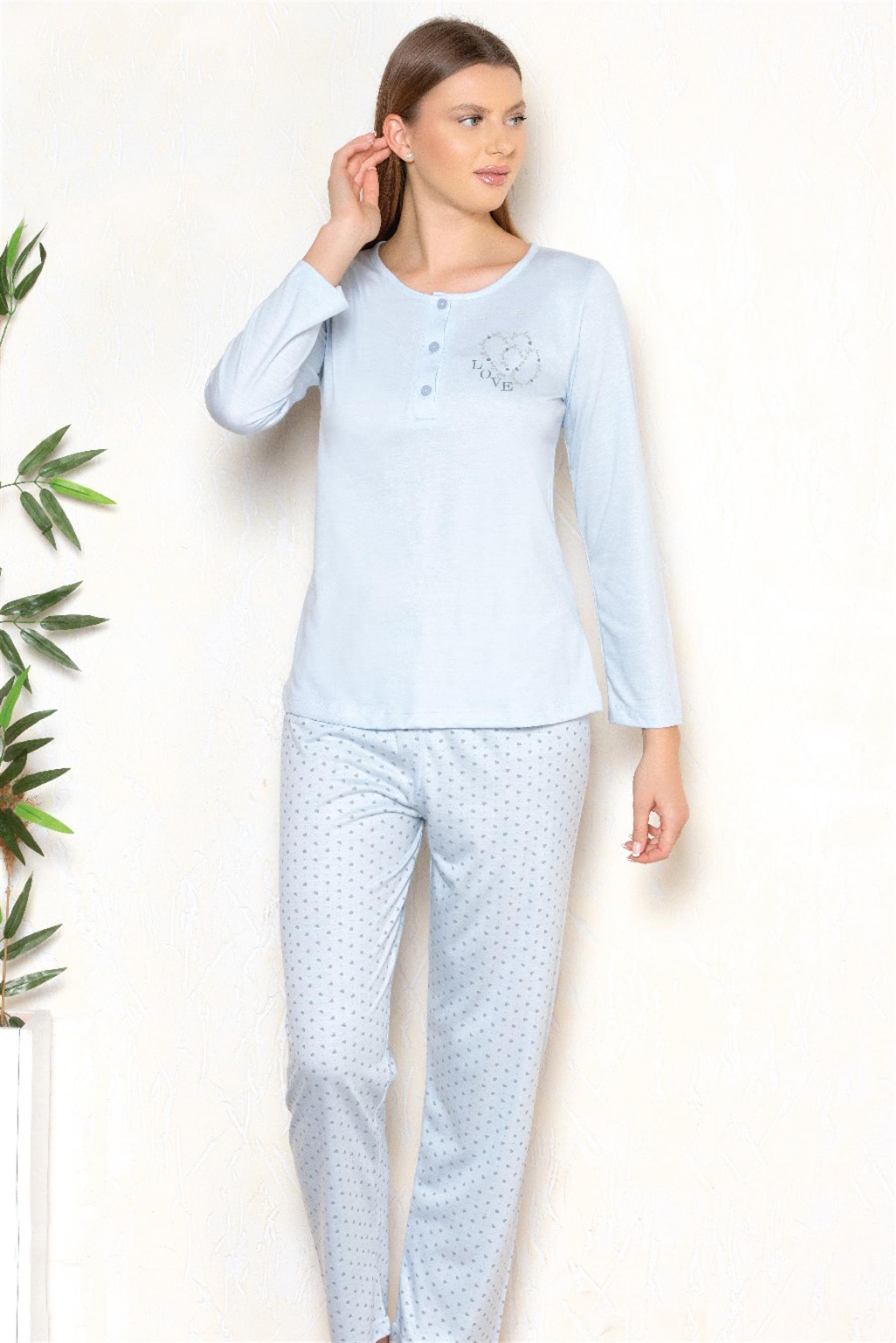 MEVSİMLİK UZUN KOL PİJAMA TAKIM VİSKON ALPERİ 790-27