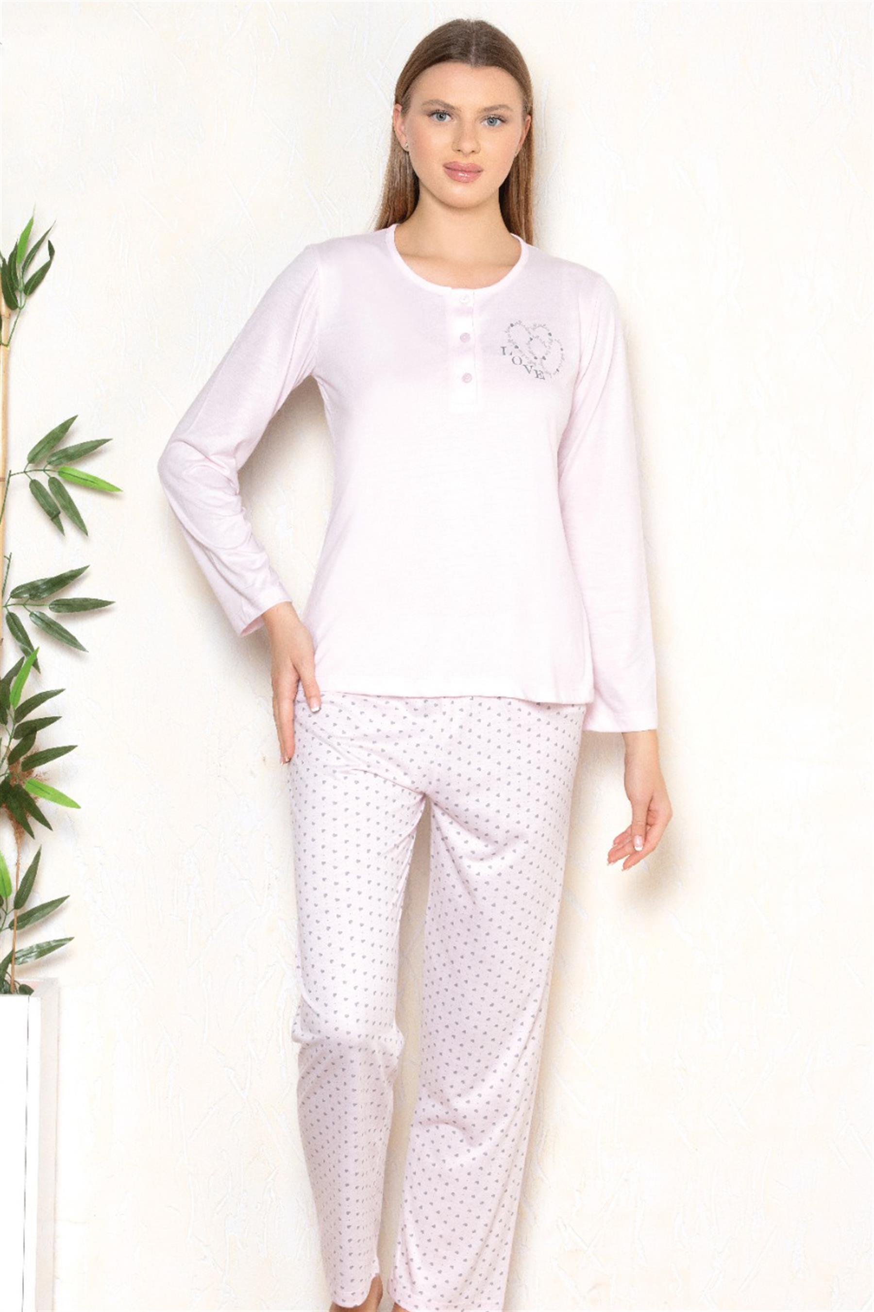 MEVSİMLİK UZUN KOL PİJAMA TAKIM VİSKON ALPERİ 790-27