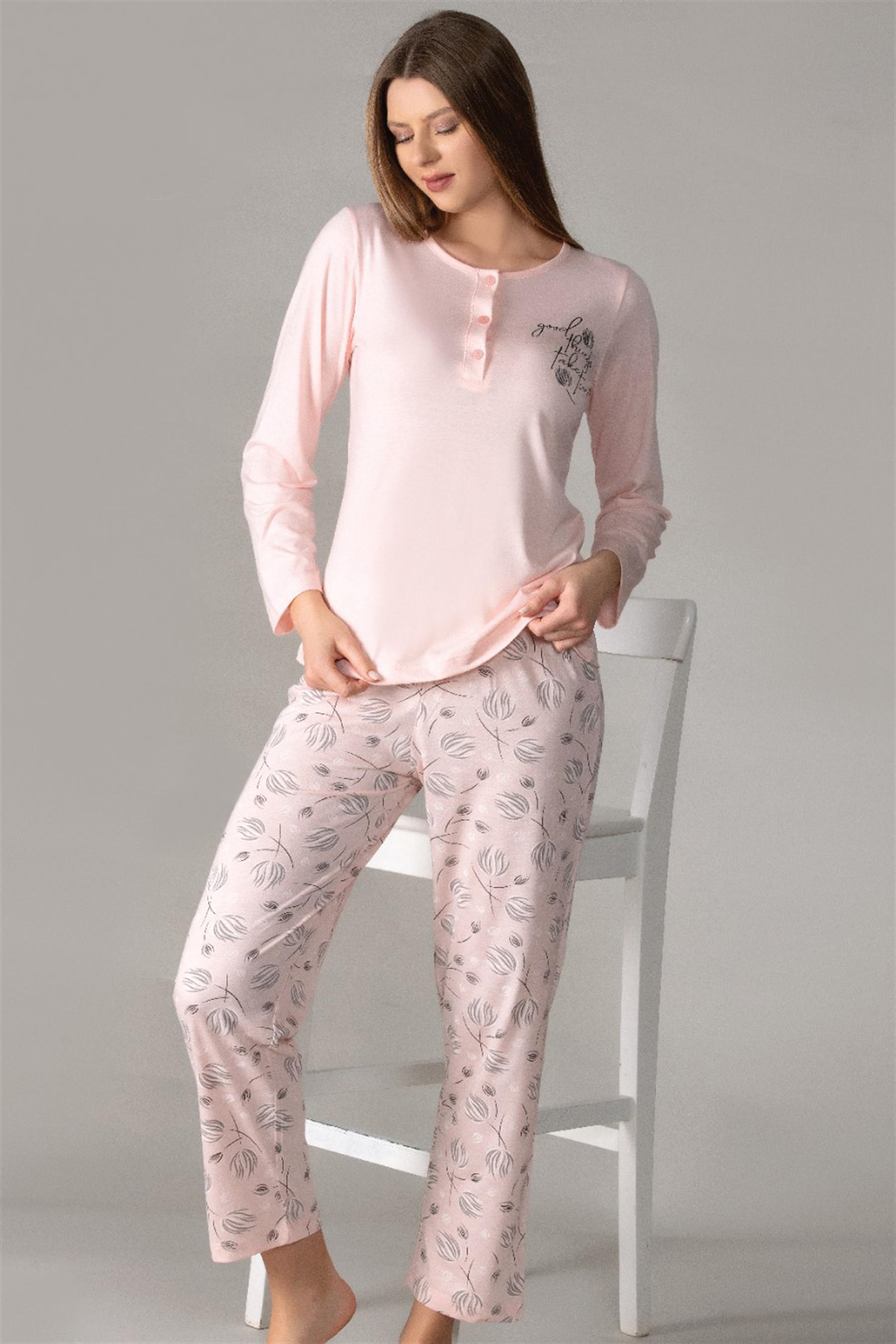 MEVSİMLİK UZUN KOL PİJAMA TAKIM VİSKON ALPERİ 790-28