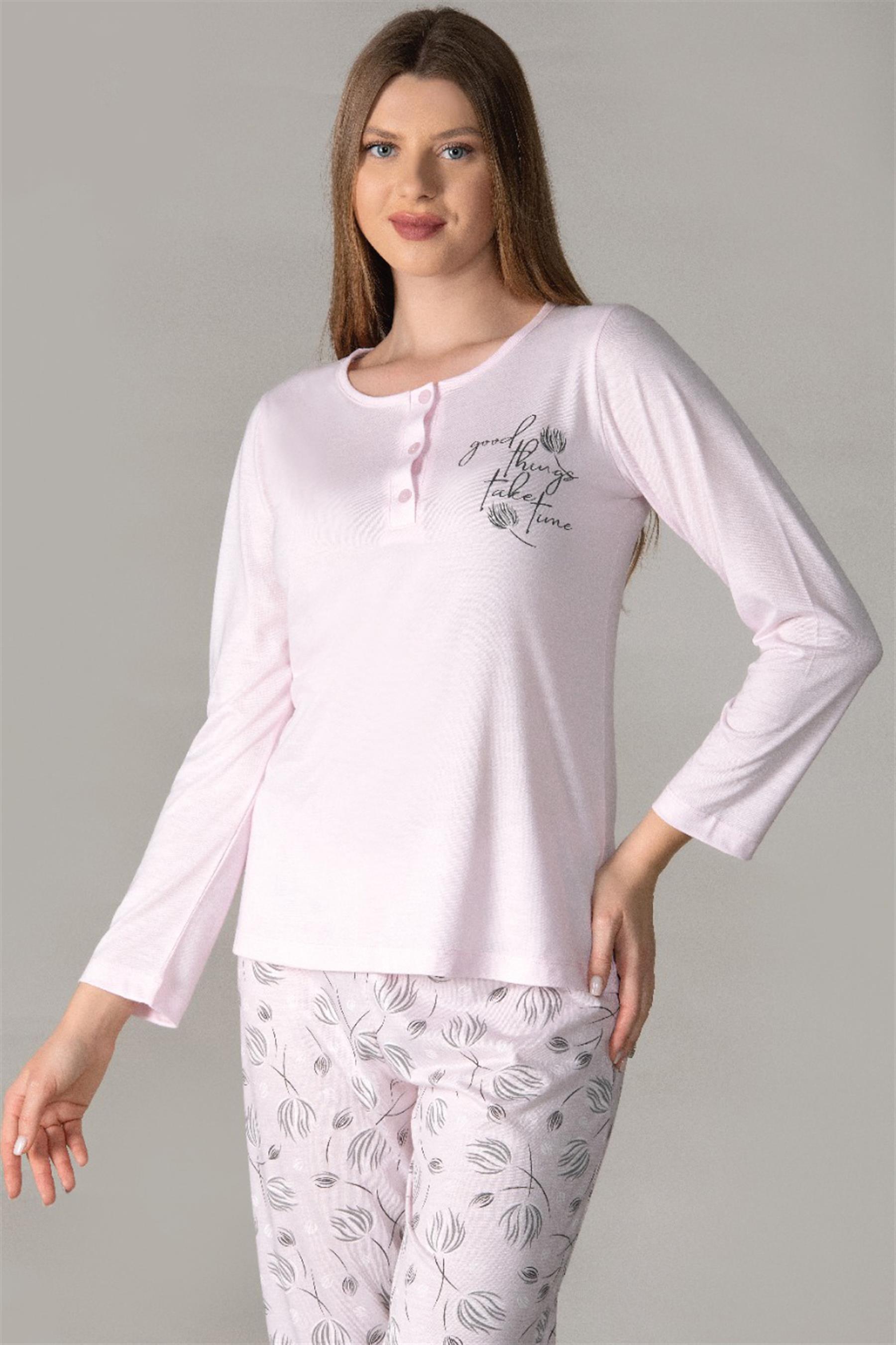 MEVSİMLİK UZUN KOL PİJAMA TAKIM VİSKON ALPERİ 790-28