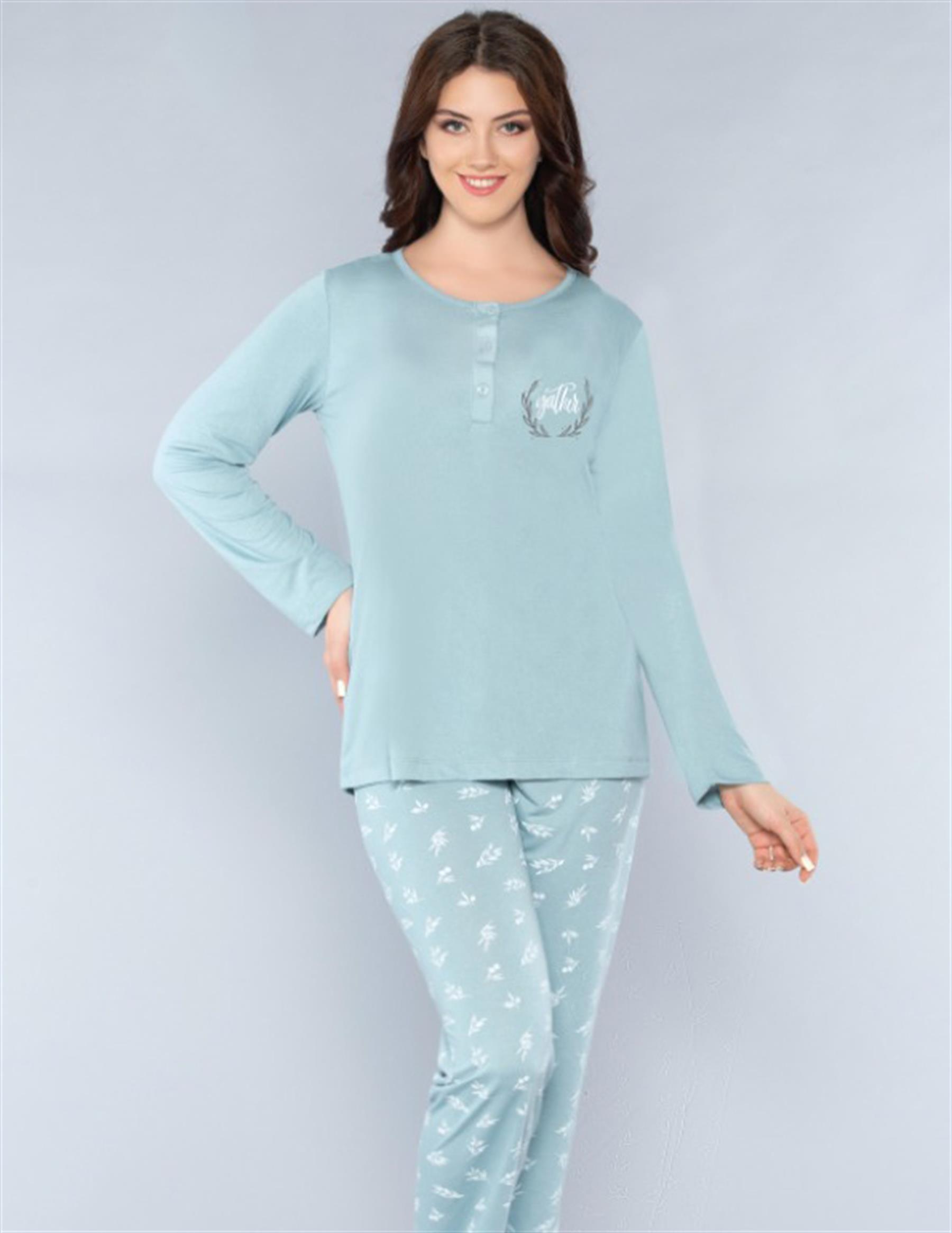 UZUN KOL MEVSİMLİK PİJAMA TAKIMI VİSKON ALPERİ 790-31