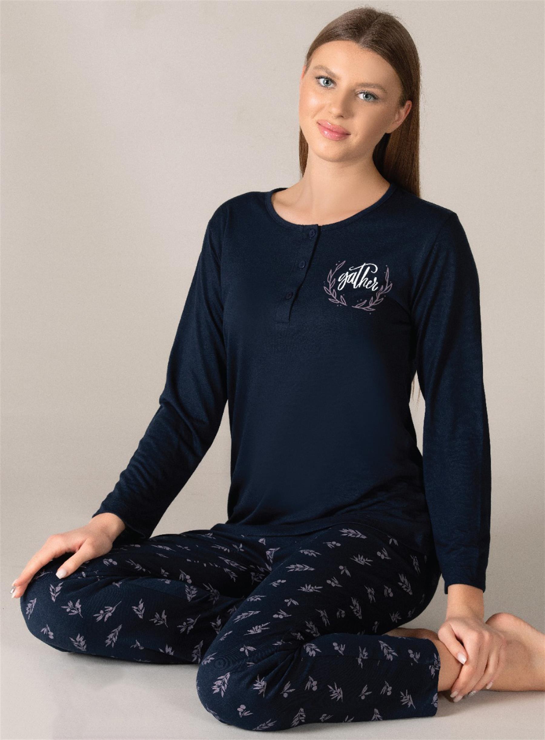 UZUN KOL MEVSİMLİK PİJAMA TAKIMI VİSKON ALPERİ 790-31