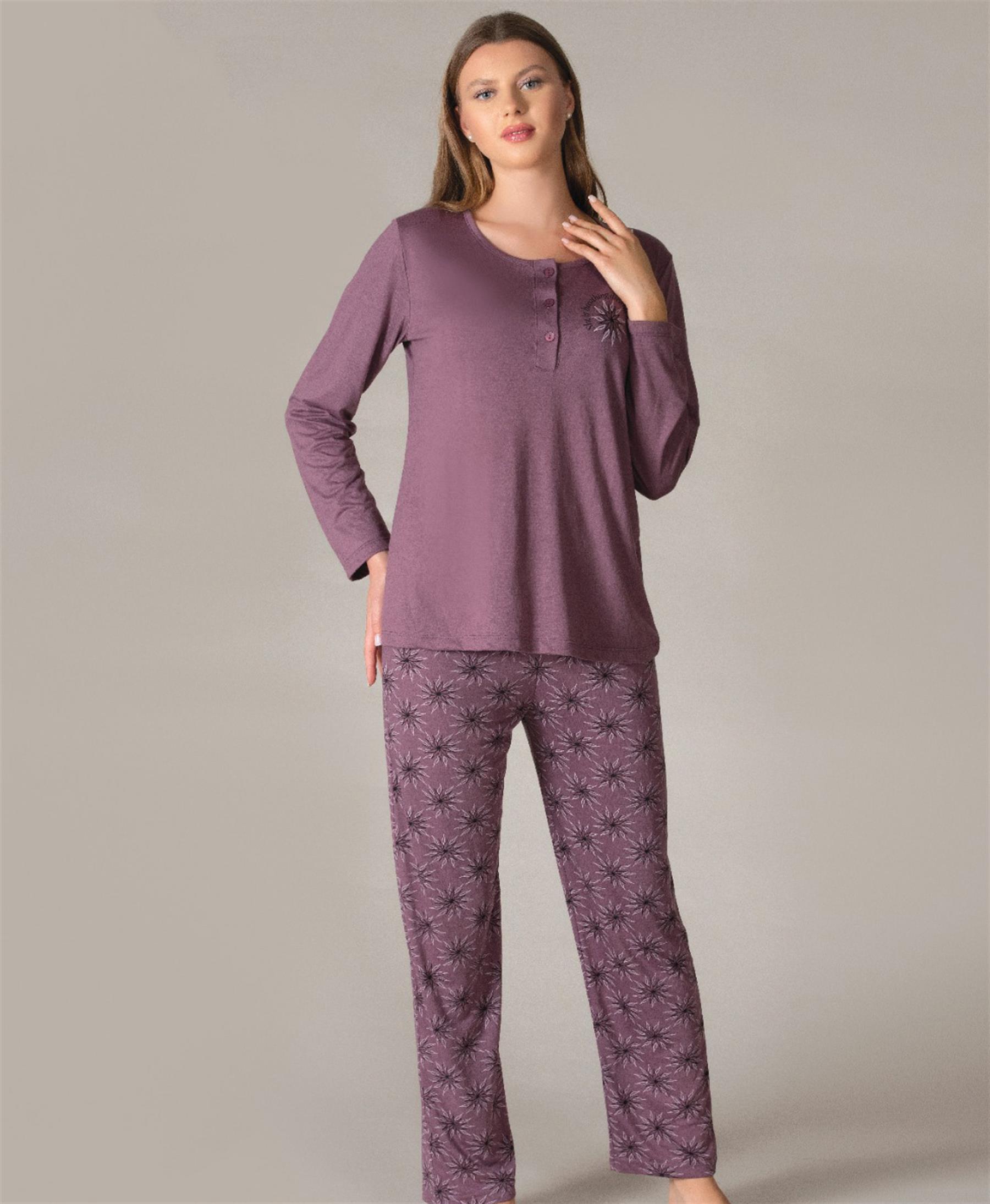 UZUN KOL MEVSİMLİK PİJAMA TAKIMI VİSKON ALPERİ 790-35