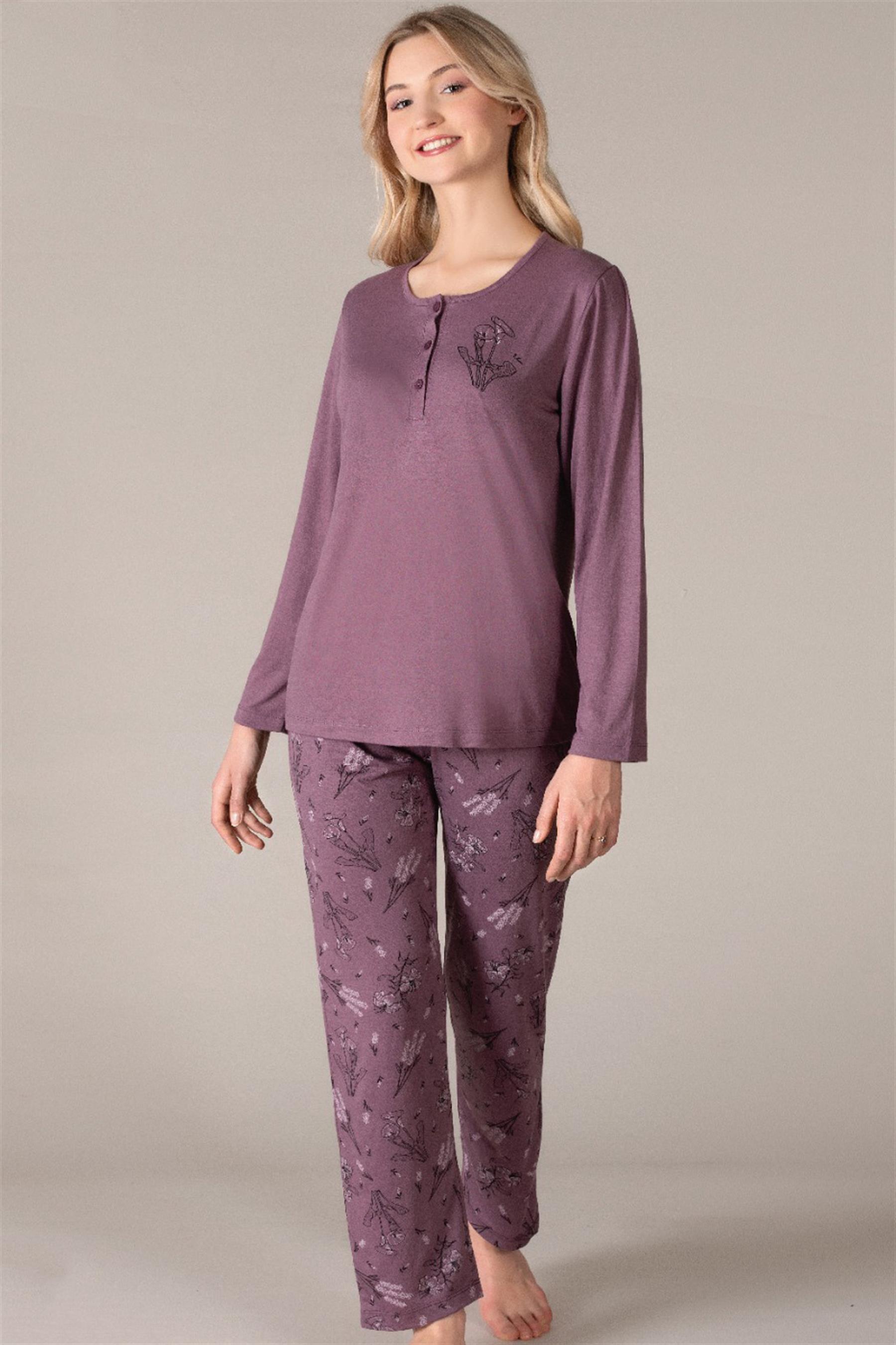 UZUN KOL MEVSİMLİK PİJAMA TAKIMI VİSKON ALPERİ 790-38