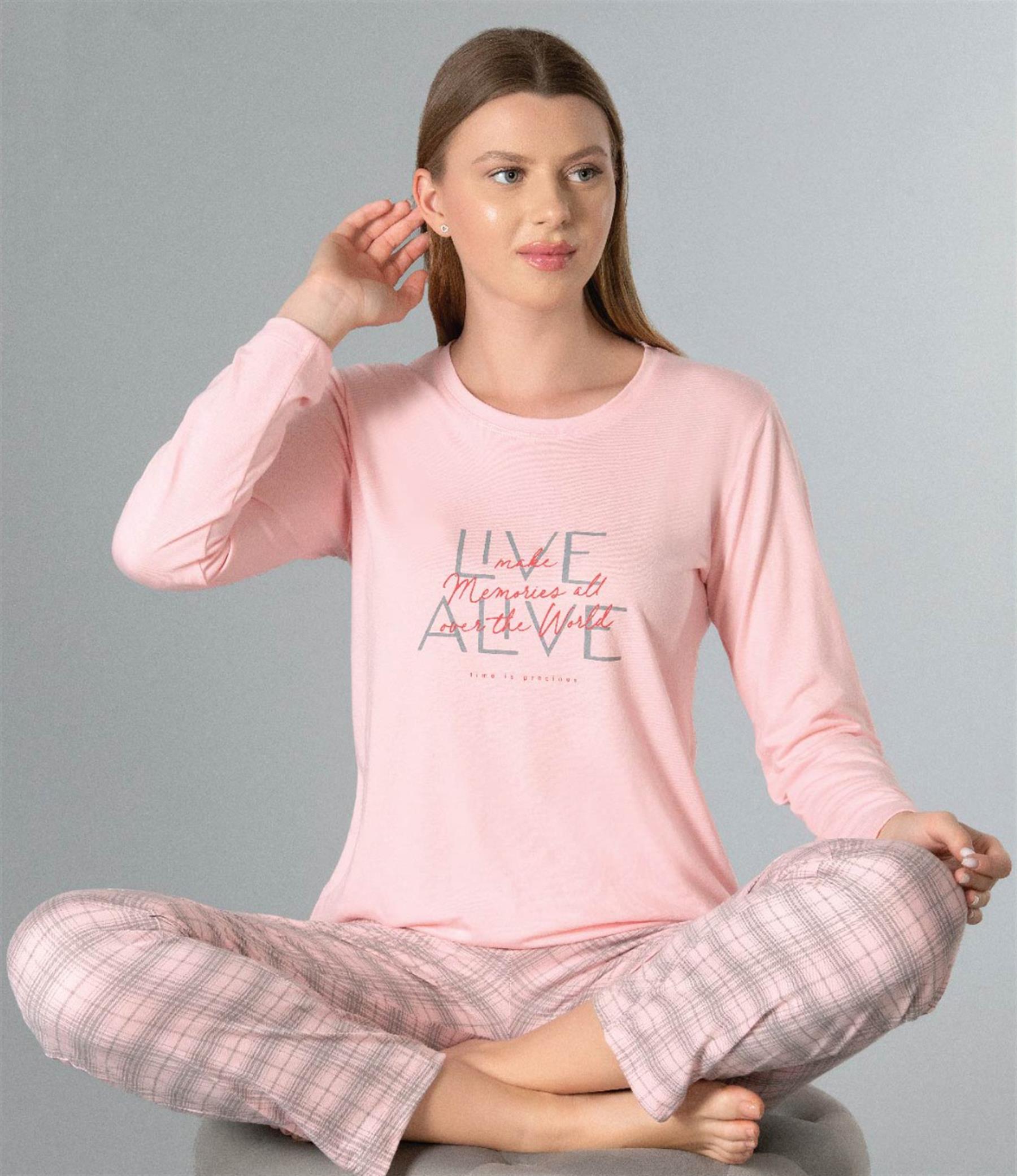 UZUN KOL MEVSİMLİK PİJAMA TAKIMI VİSKON ALPERİ 790-50