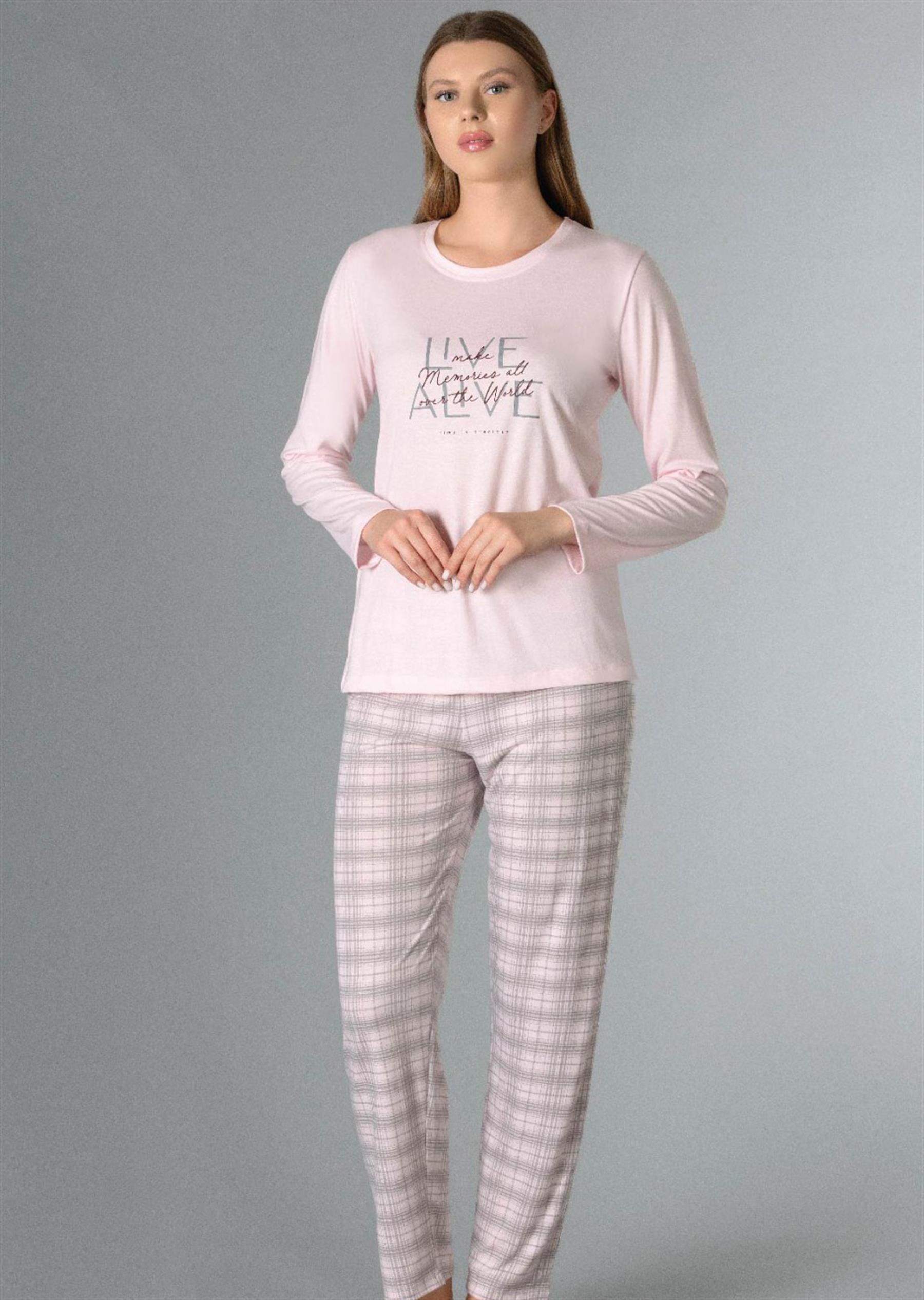 UZUN KOL MEVSİMLİK PİJAMA TAKIMI VİSKON ALPERİ 790-50