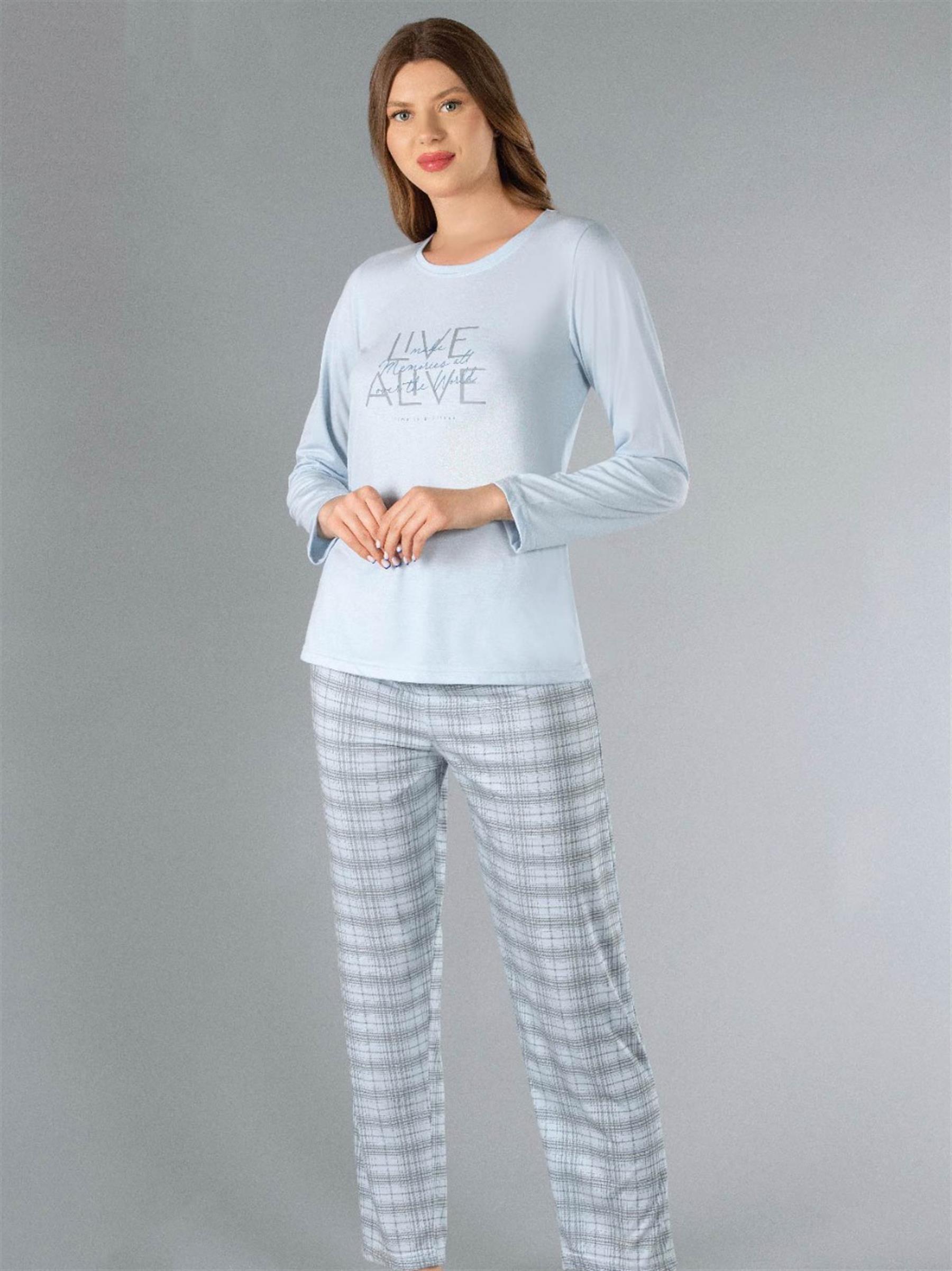 UZUN KOL MEVSİMLİK PİJAMA TAKIMI VİSKON ALPERİ 790-50