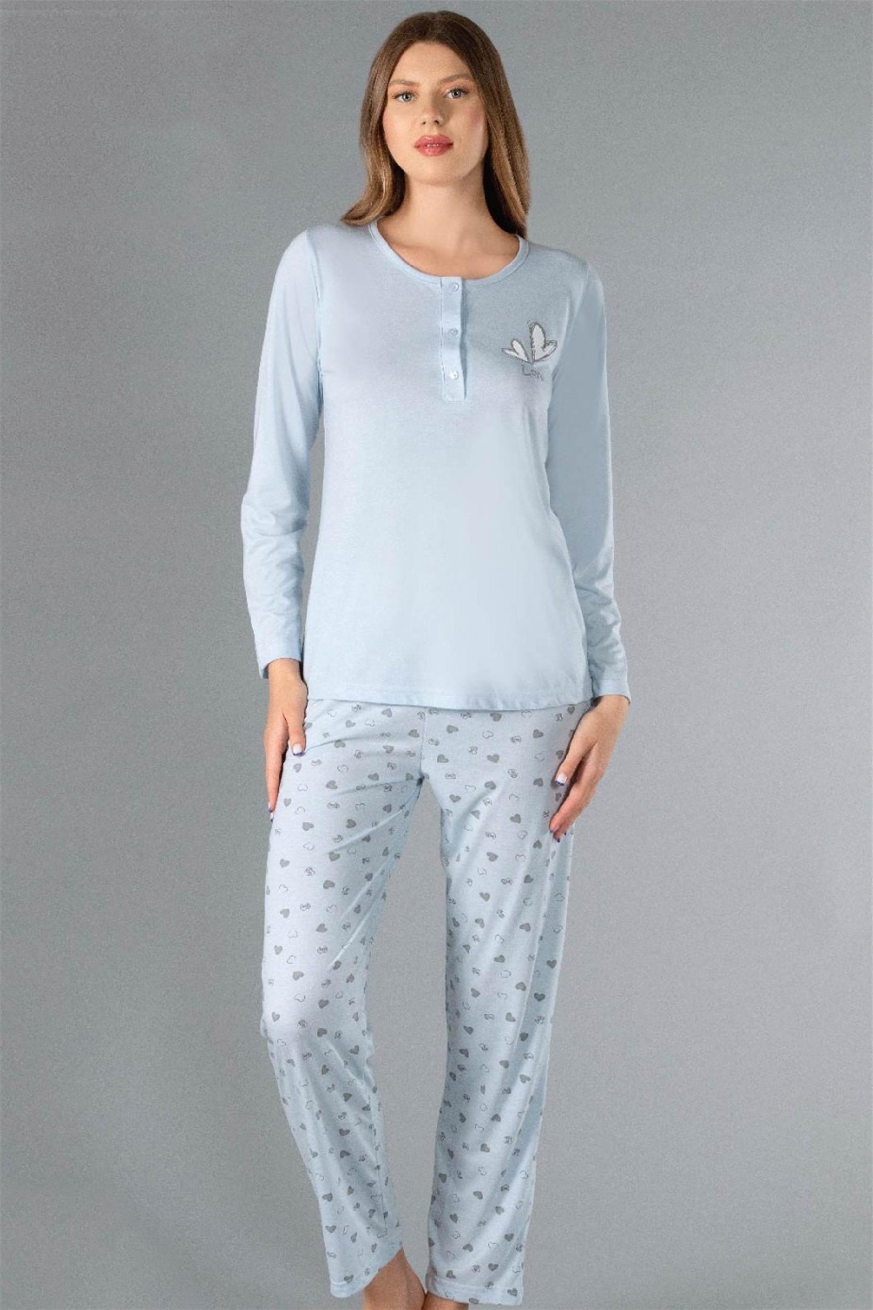 MEVSİMLİK UZUN KOL PİJAMA TAKIM VİSKON ALPERİ 790-54 