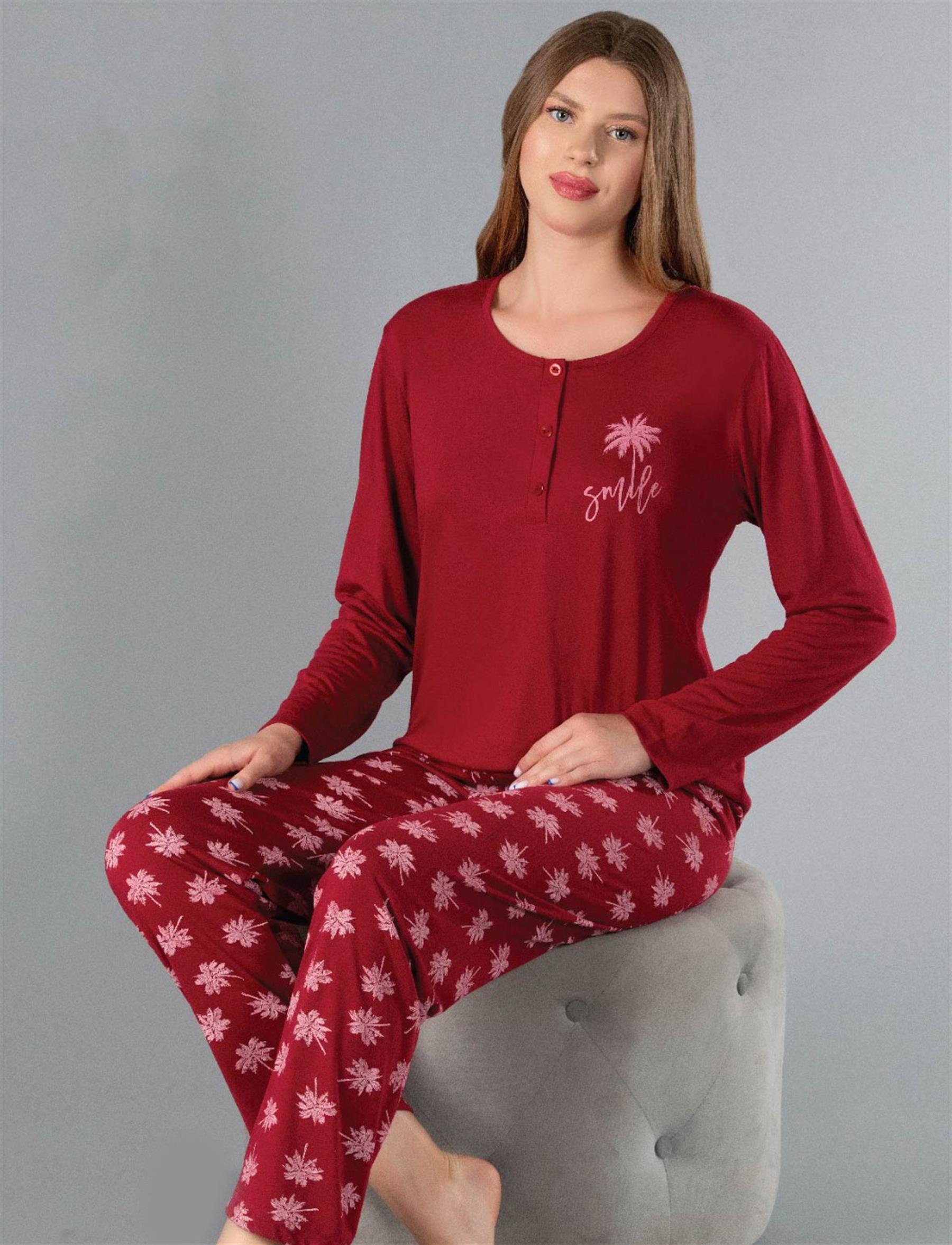 UZUN KOL MEVSİMLİK PİJAMA TAKIMI VİSKON ALPERİ 790-55