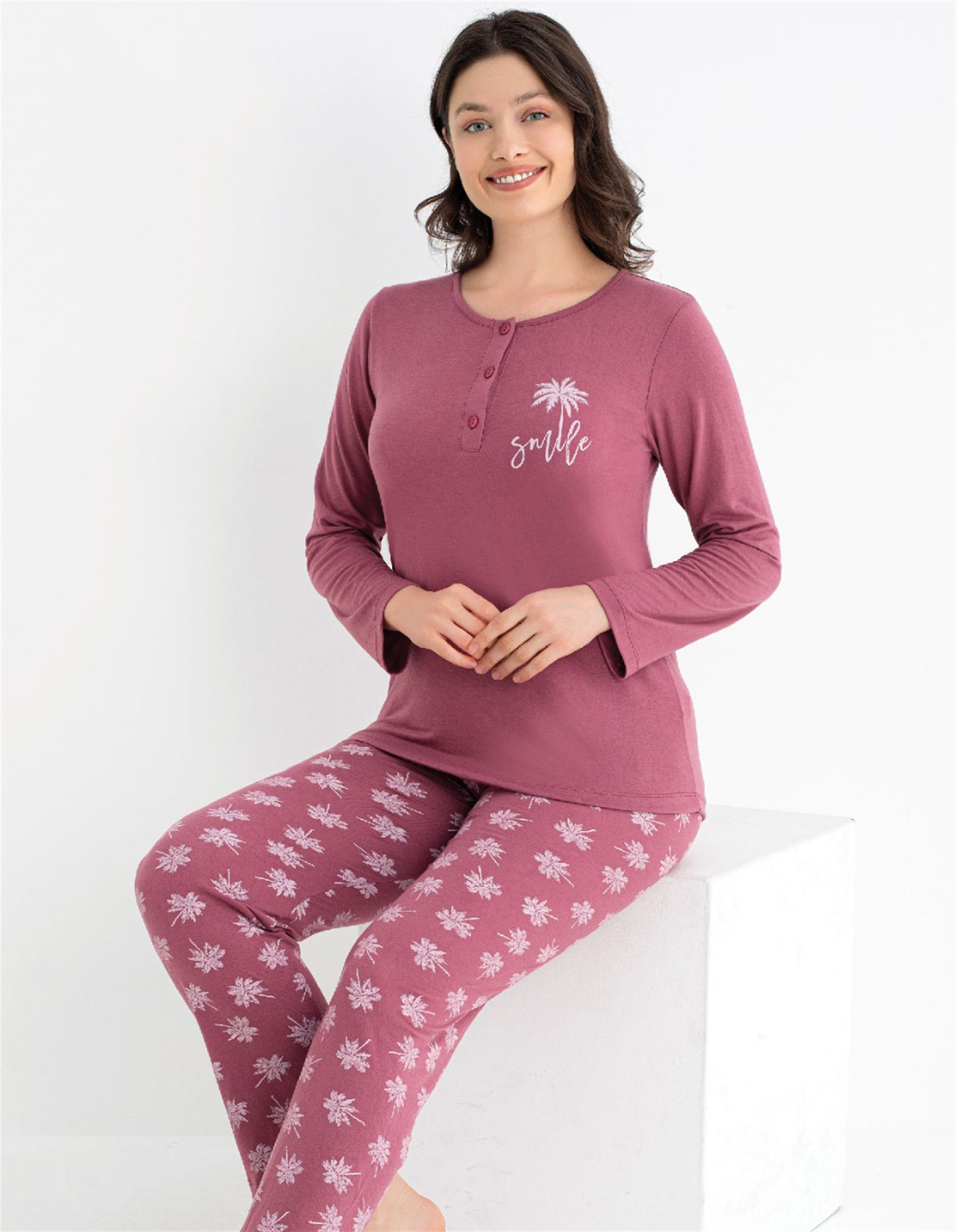 UZUN KOL MEVSİMLİK PİJAMA TAKIMI VİSKON ALPERİ 790-55