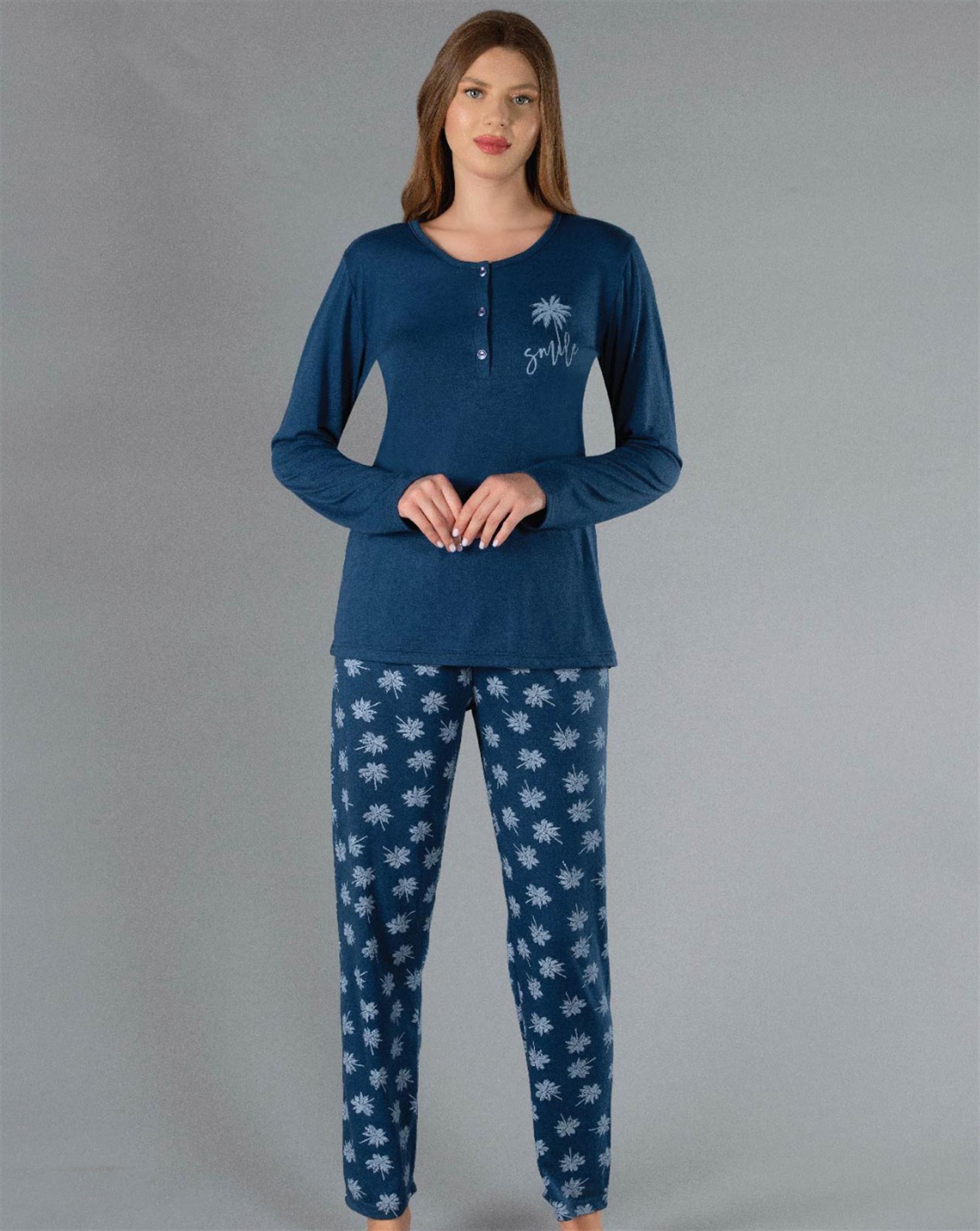 UZUN KOL MEVSİMLİK PİJAMA TAKIMI VİSKON ALPERİ 790-55