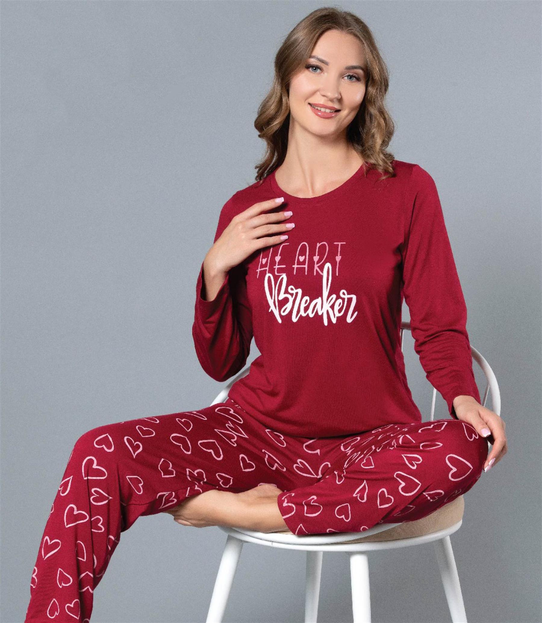 UZUN KOL MEVSİMLİK PİJAMA TAKIMI VİSKON ALPERİ 790-56