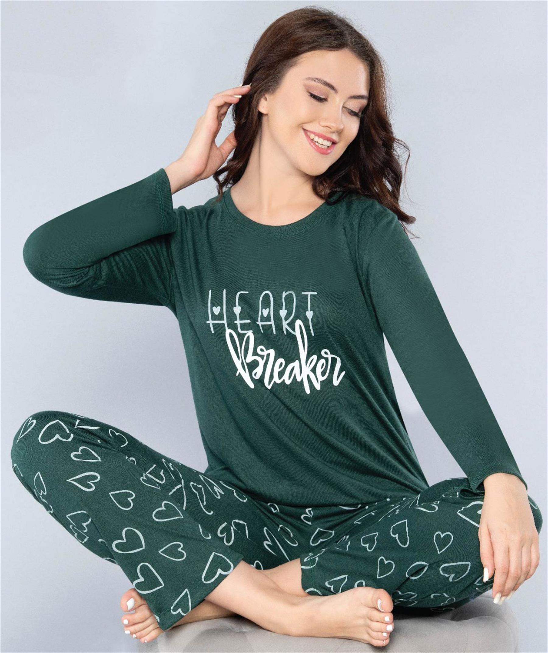 UZUN KOL MEVSİMLİK PİJAMA TAKIMI VİSKON ALPERİ 790-56