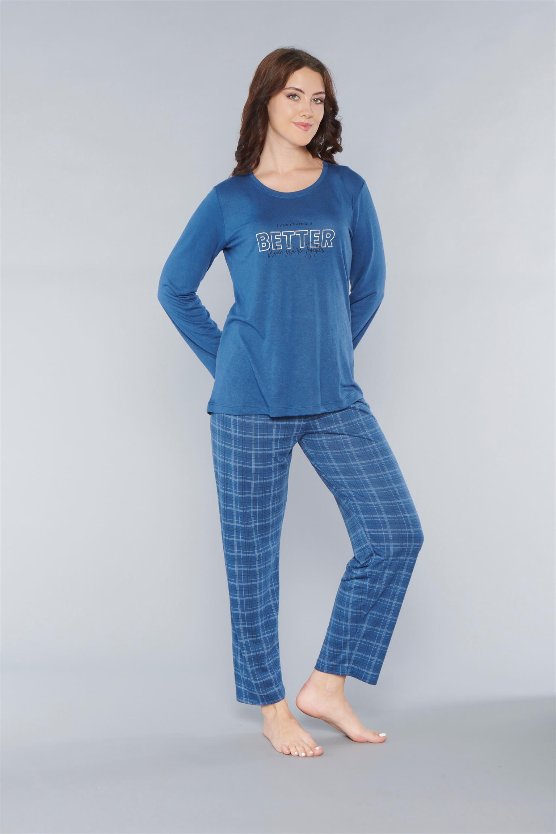 UZUN KOL PİJAMA TAKIMI MEVSİLİK VİSKON ALPERİ 790-62