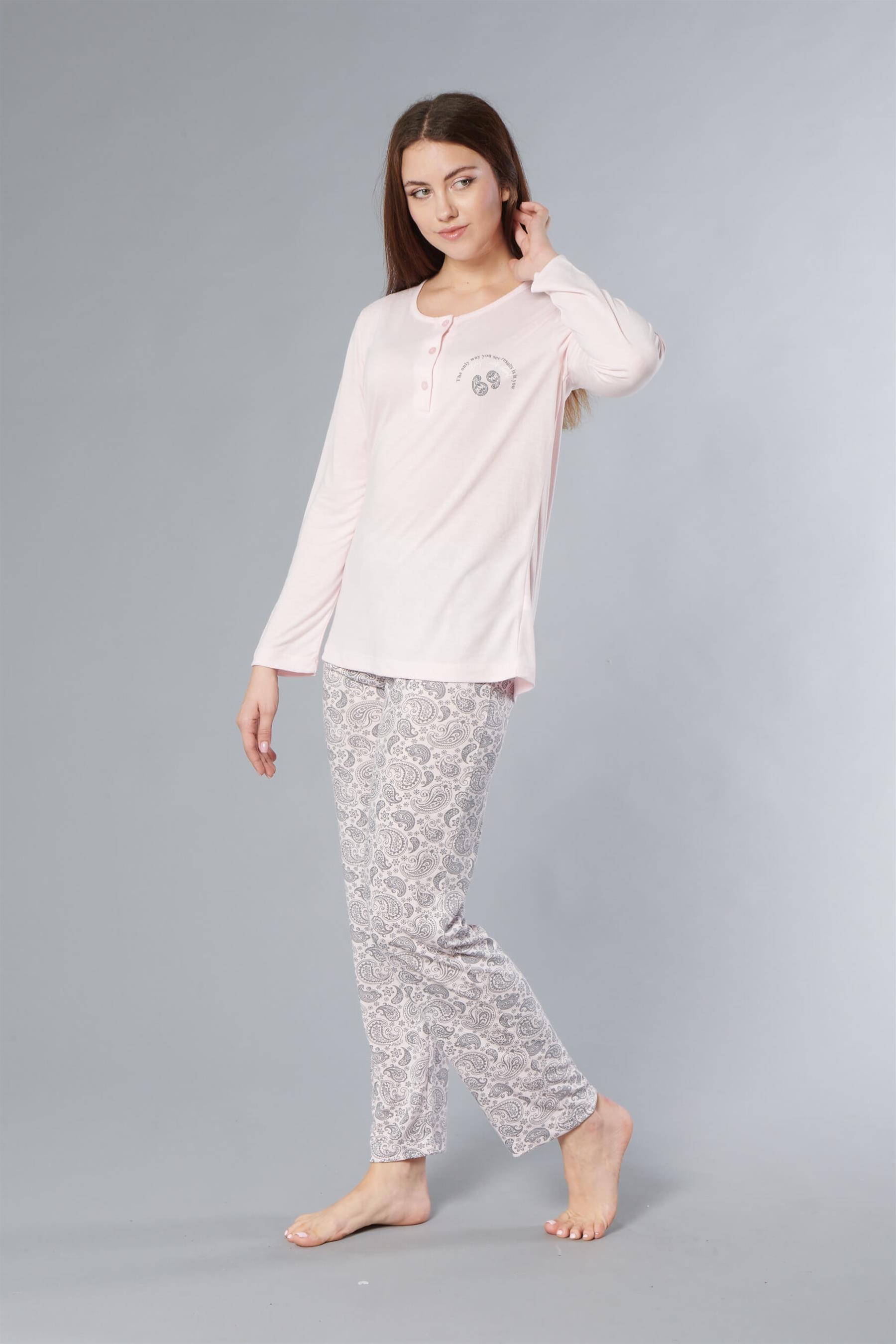 UZUN KOL MEVSİMLİK PİJAMA TAKIMI VİSKON ALPERİ 790-63