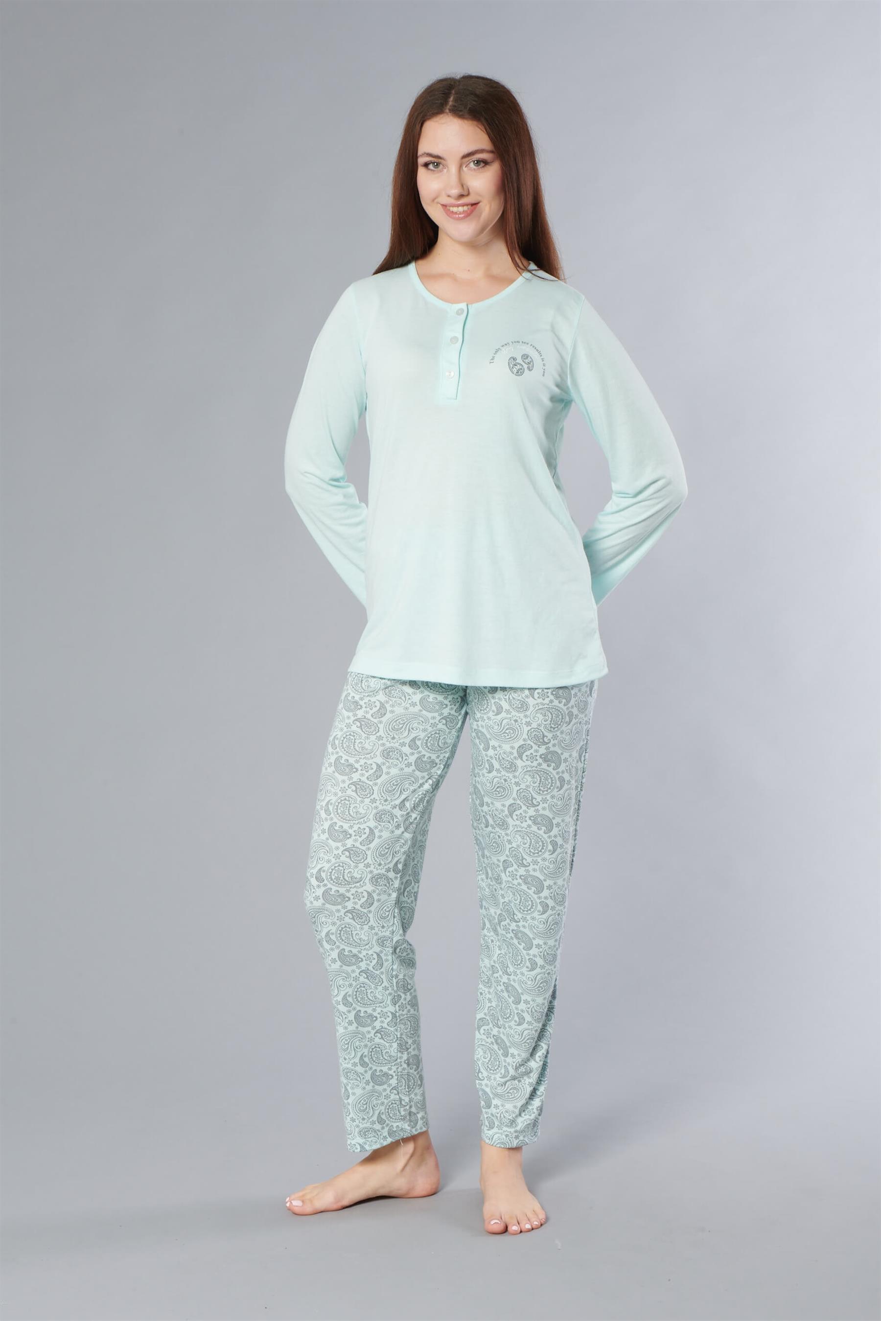 UZUN KOL MEVSİMLİK PİJAMA TAKIMI VİSKON ALPERİ 790-63