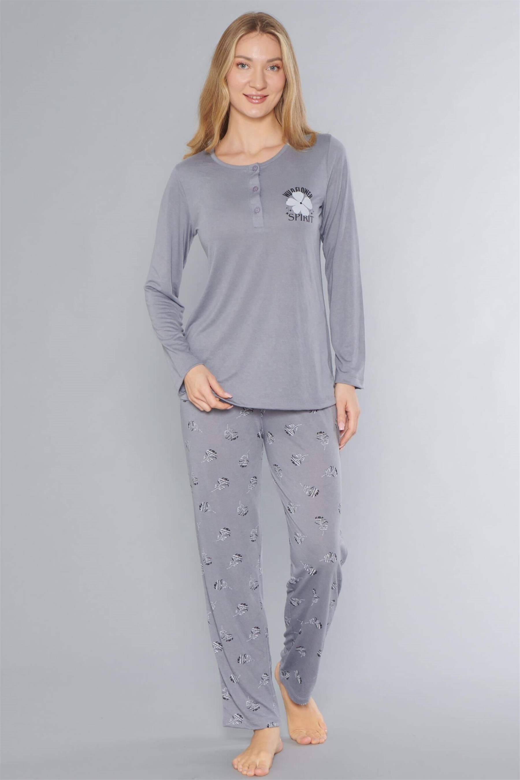 UZUN KOL PİJAMA TAKIMI MEVSİMLİK VİSKON ALPERİ 790-64