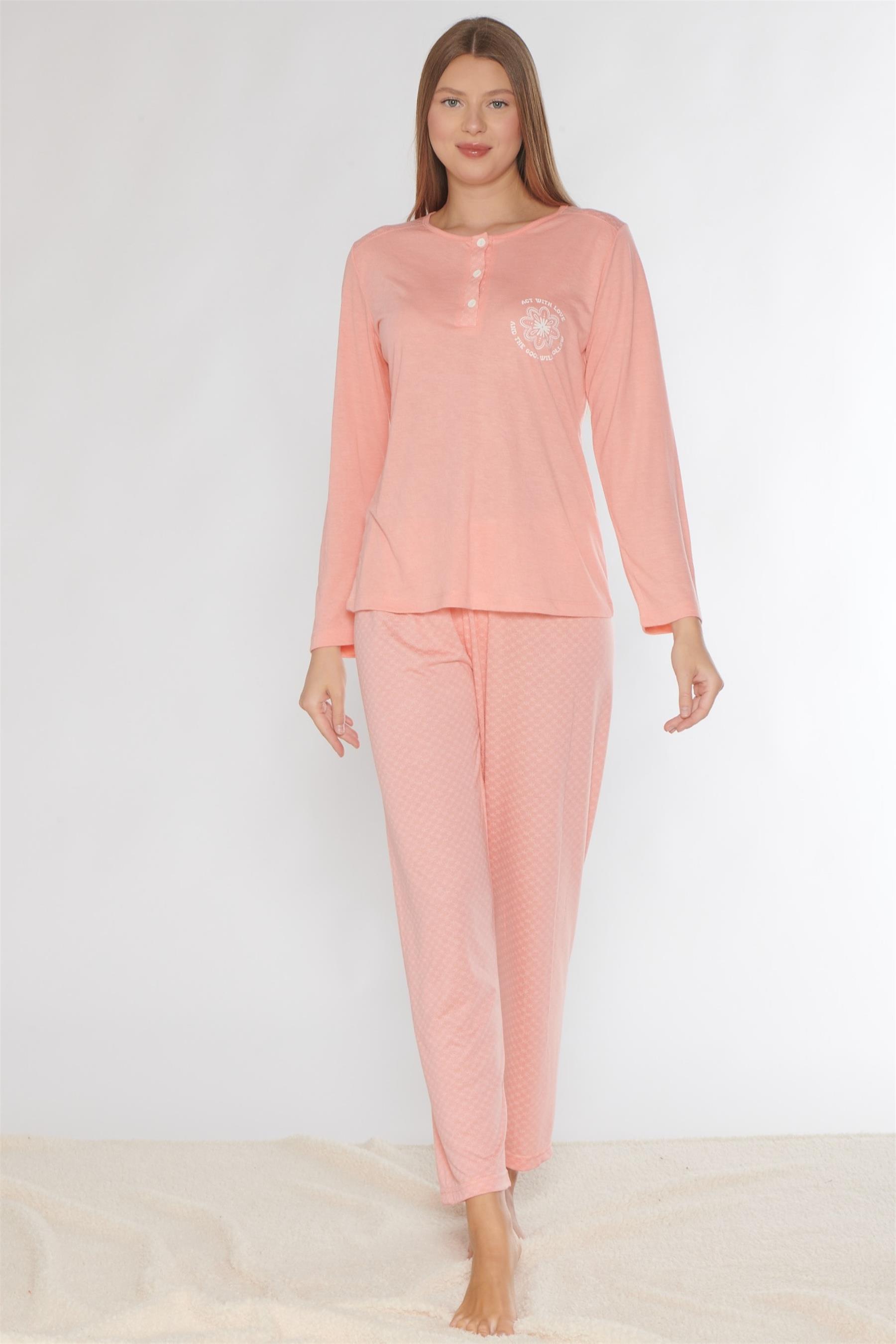 UZUN KOL PİJAMA TAKIM SADE ZARİF MEVSİMLİK VİSKON ALPERİ 790-74