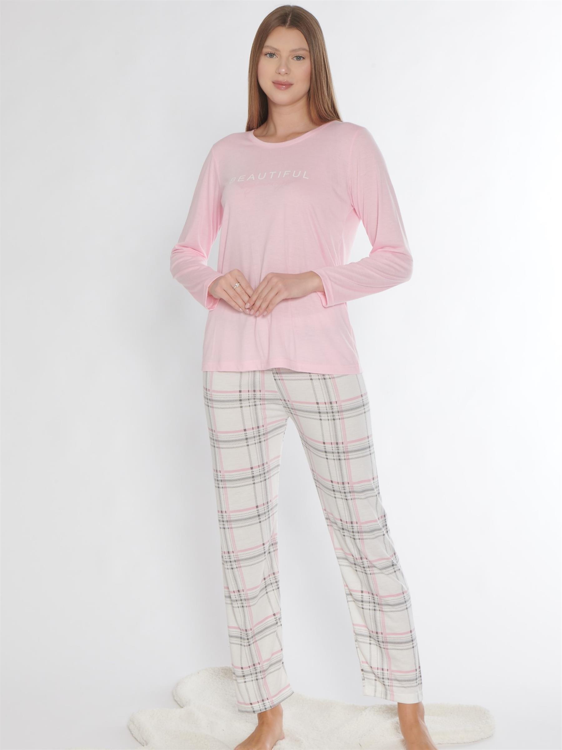 UZUN KOL MEVSİMLİK PİJAMA TAKIMI VİSKON ALPERİ 790-80