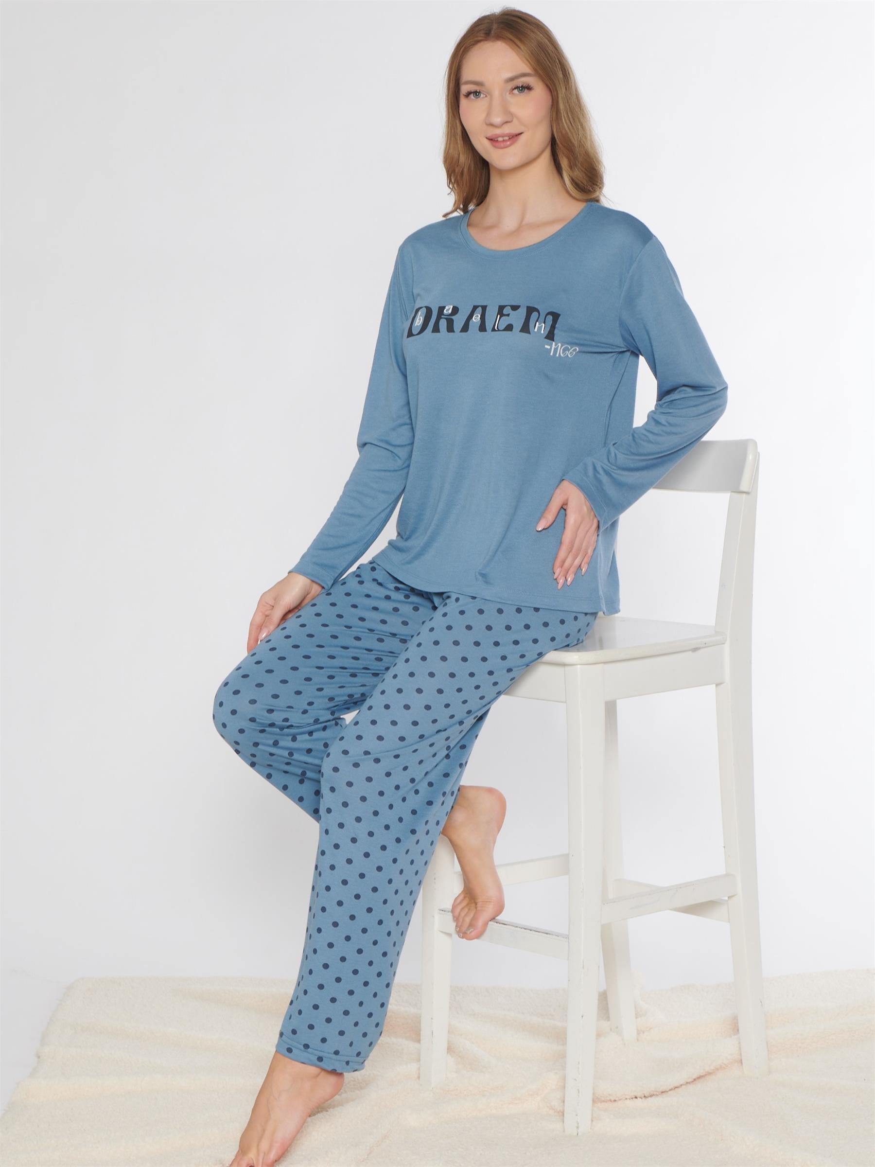 UZUN KOL PİJAMA TAKIMI VİSKON ALPERİ 790-87