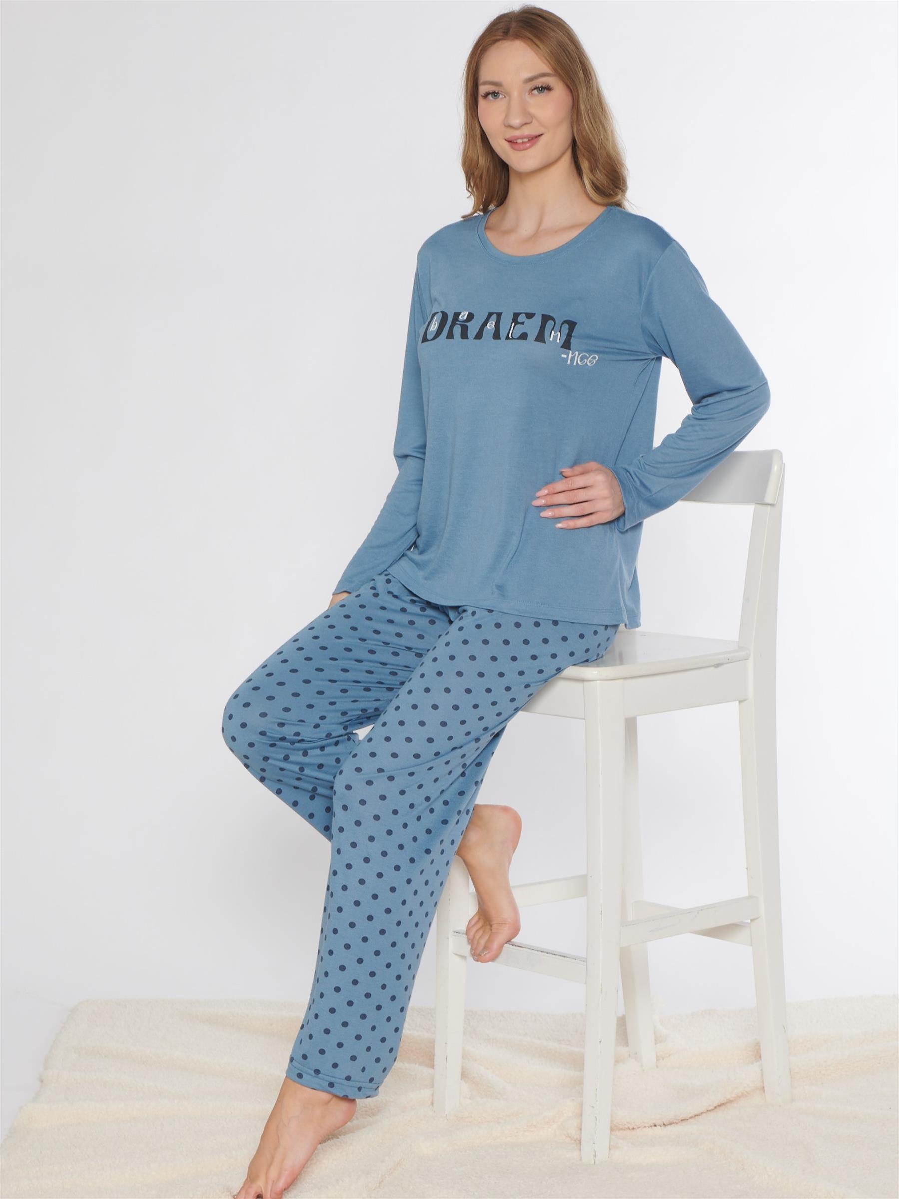 UZUN KOL PİJAMA TAKIMI VİSKON ALPERİ 790-87