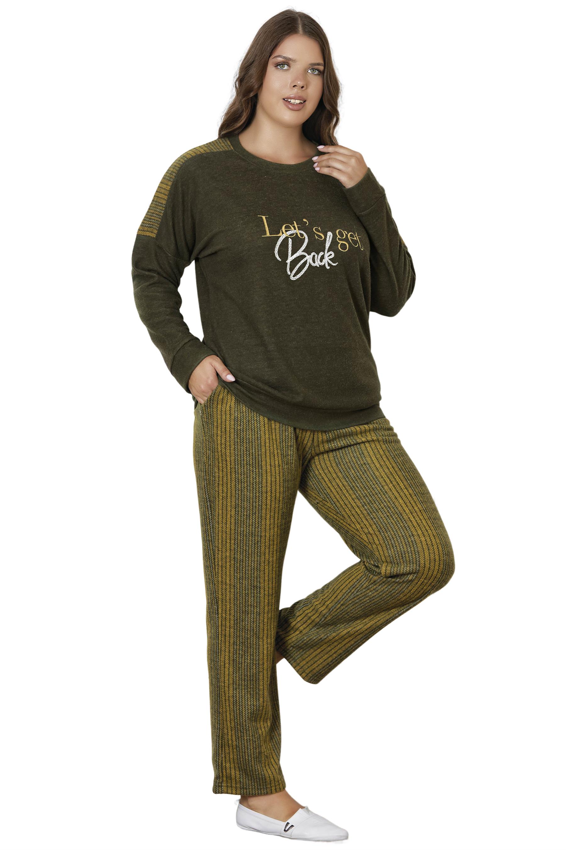 BATTAL BÜYÜK BEDEN YUMUŞAK KIŞLIK  UZUN KOL PİJAMA TAKIMI DOWRY B09-132