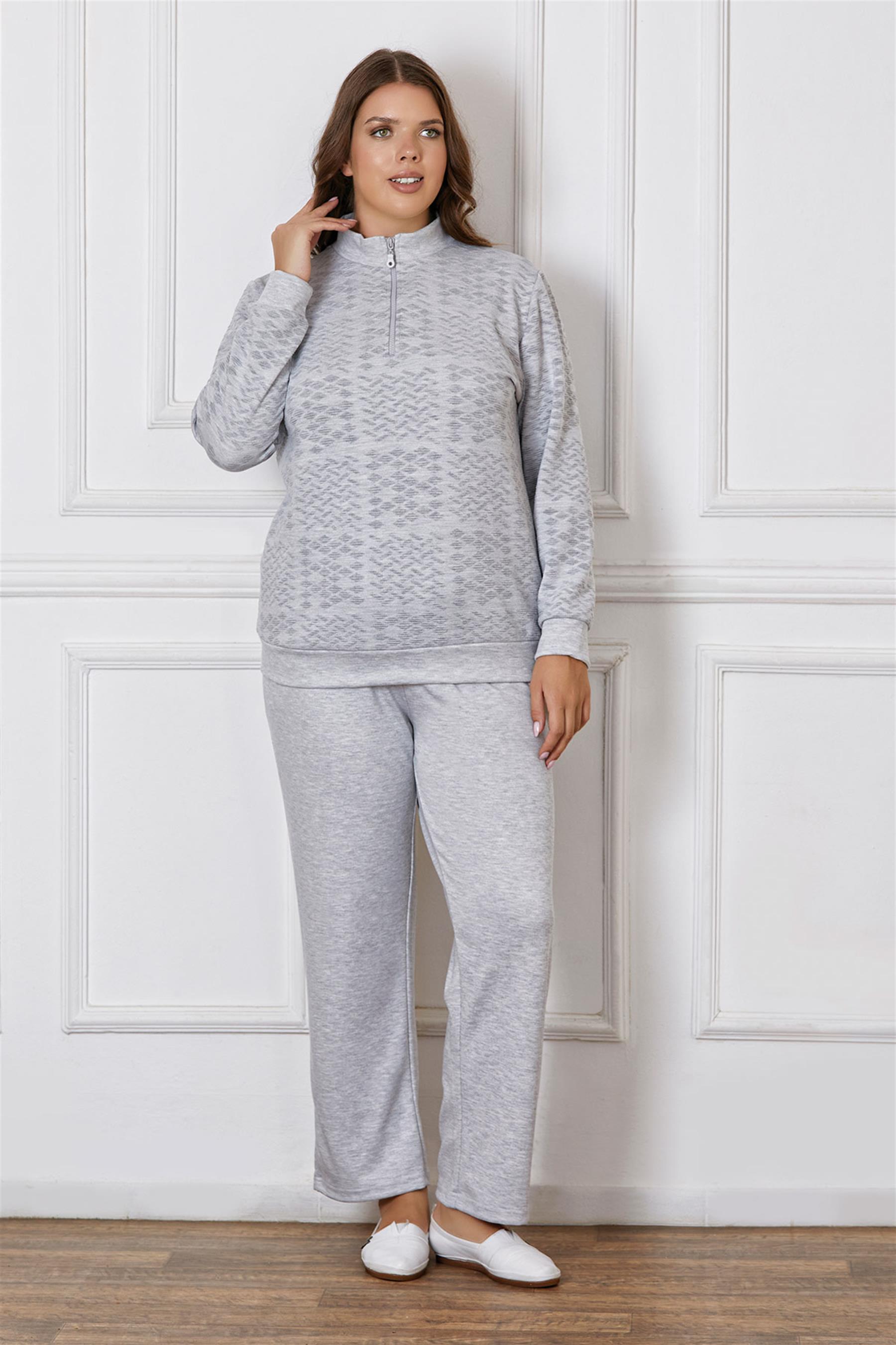 BATTAL BÜYÜK BEDEN UZUN KOL KIŞLIK PİJAMA TAKIMI DOWRY B09-125