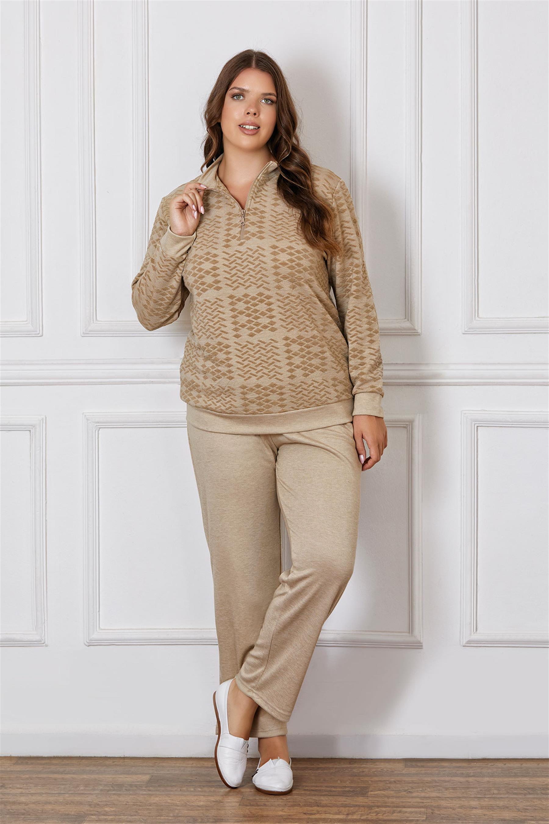 BATTAL BÜYÜK BEDEN UZUN KOL KIŞLIK PİJAMA TAKIMI DOWRY B09-125