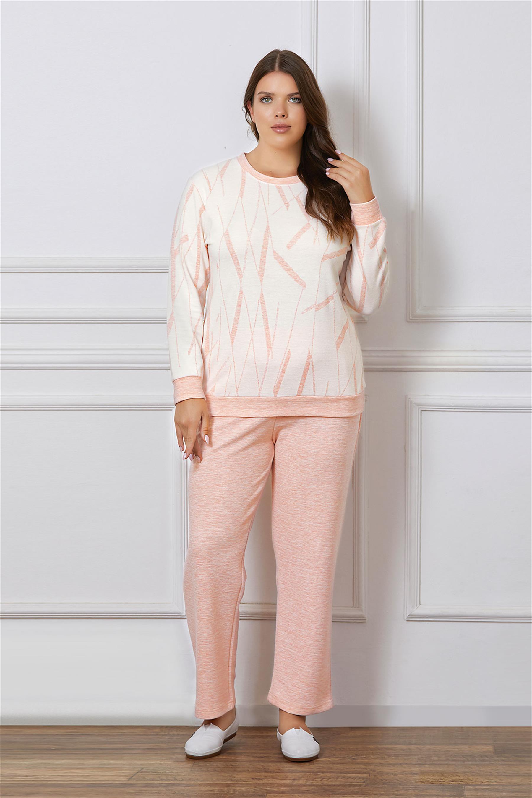 BATTAL BÜYÜK BEDEN UZUN KOL KIŞLIK PİJAMA TAKIMI DOWRY B09-126