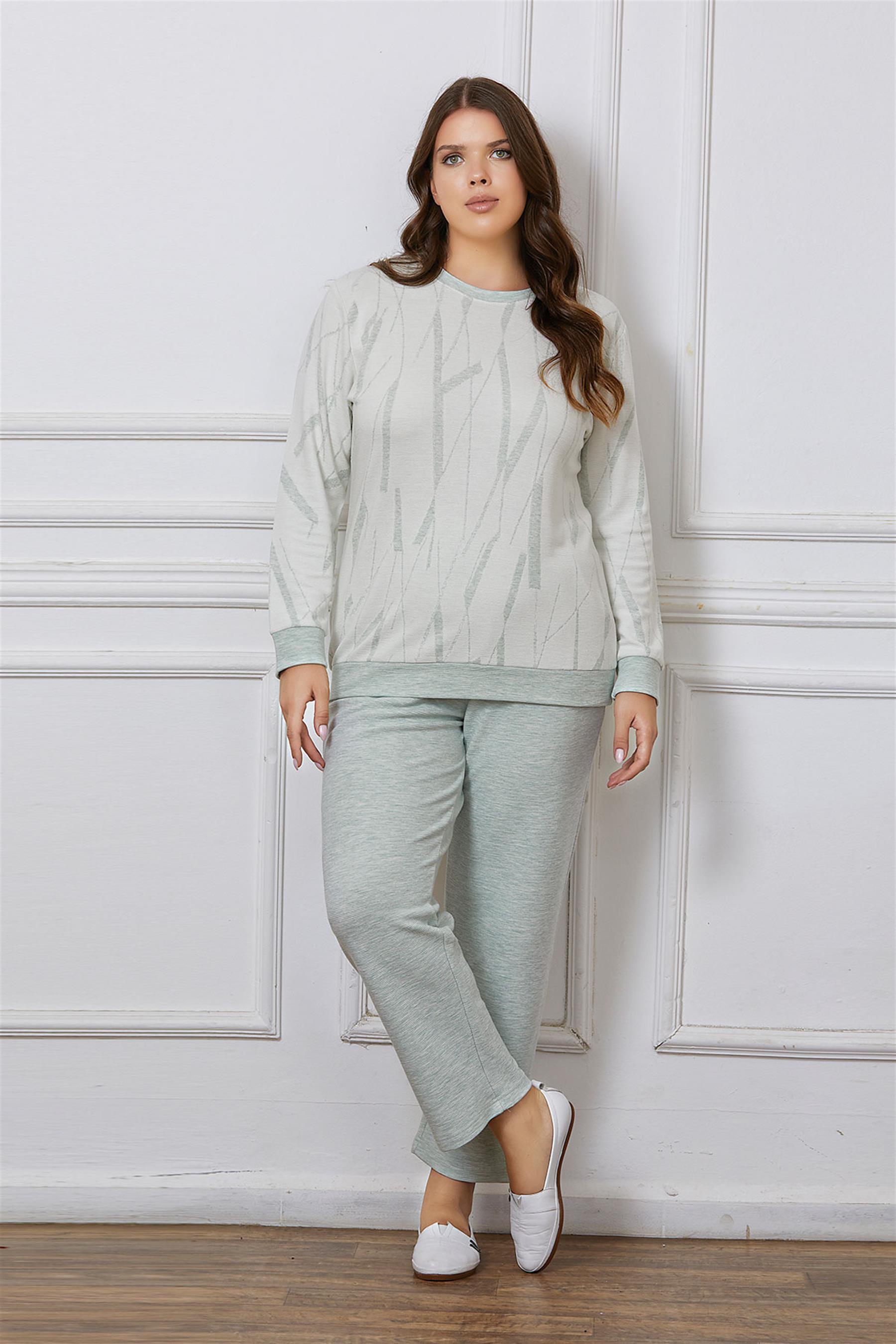 BATTAL BÜYÜK BEDEN UZUN KOL KIŞLIK PİJAMA TAKIMI DOWRY B09-126