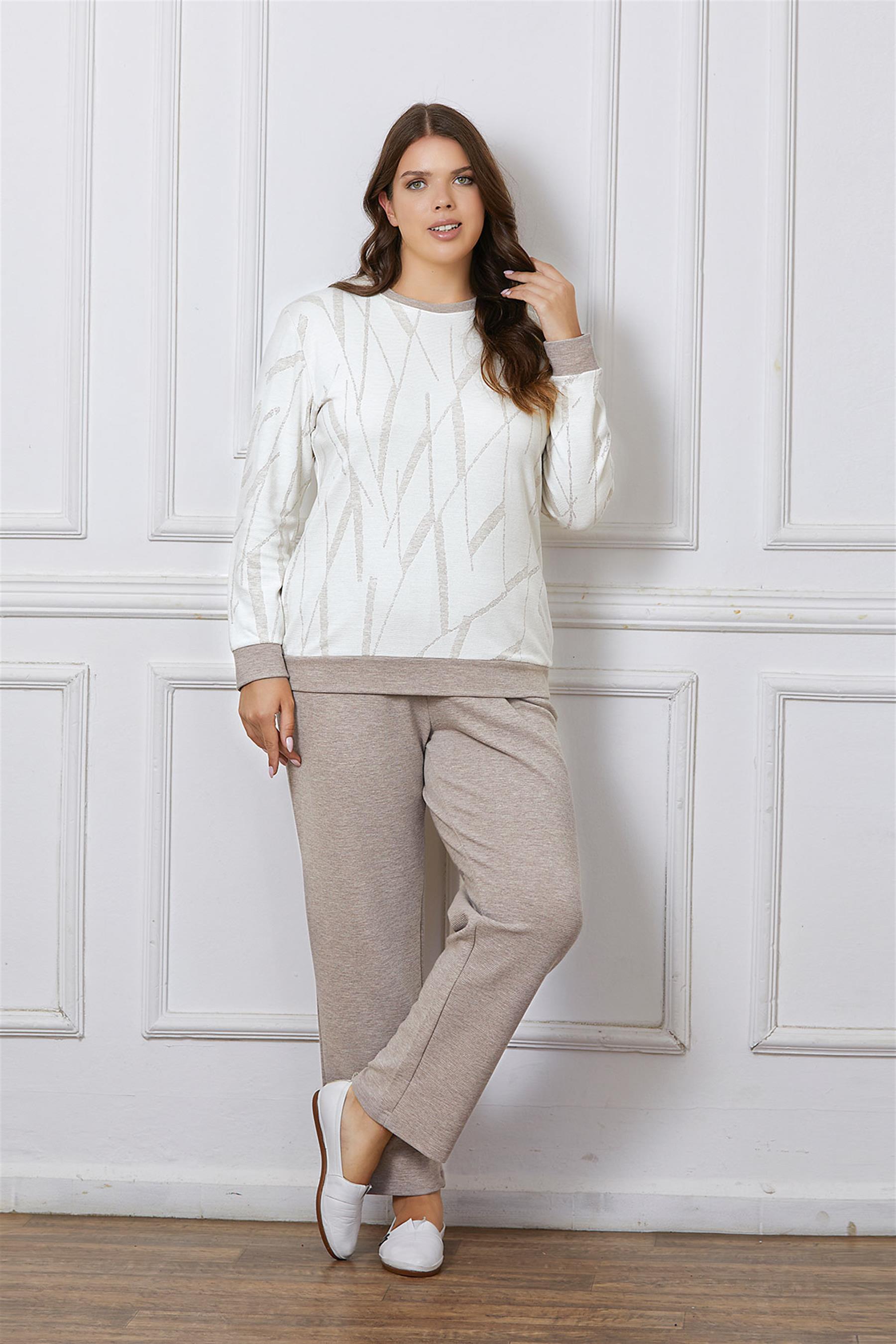 BATTAL BÜYÜK BEDEN UZUN KOL KIŞLIK PİJAMA TAKIMI DOWRY B09-126