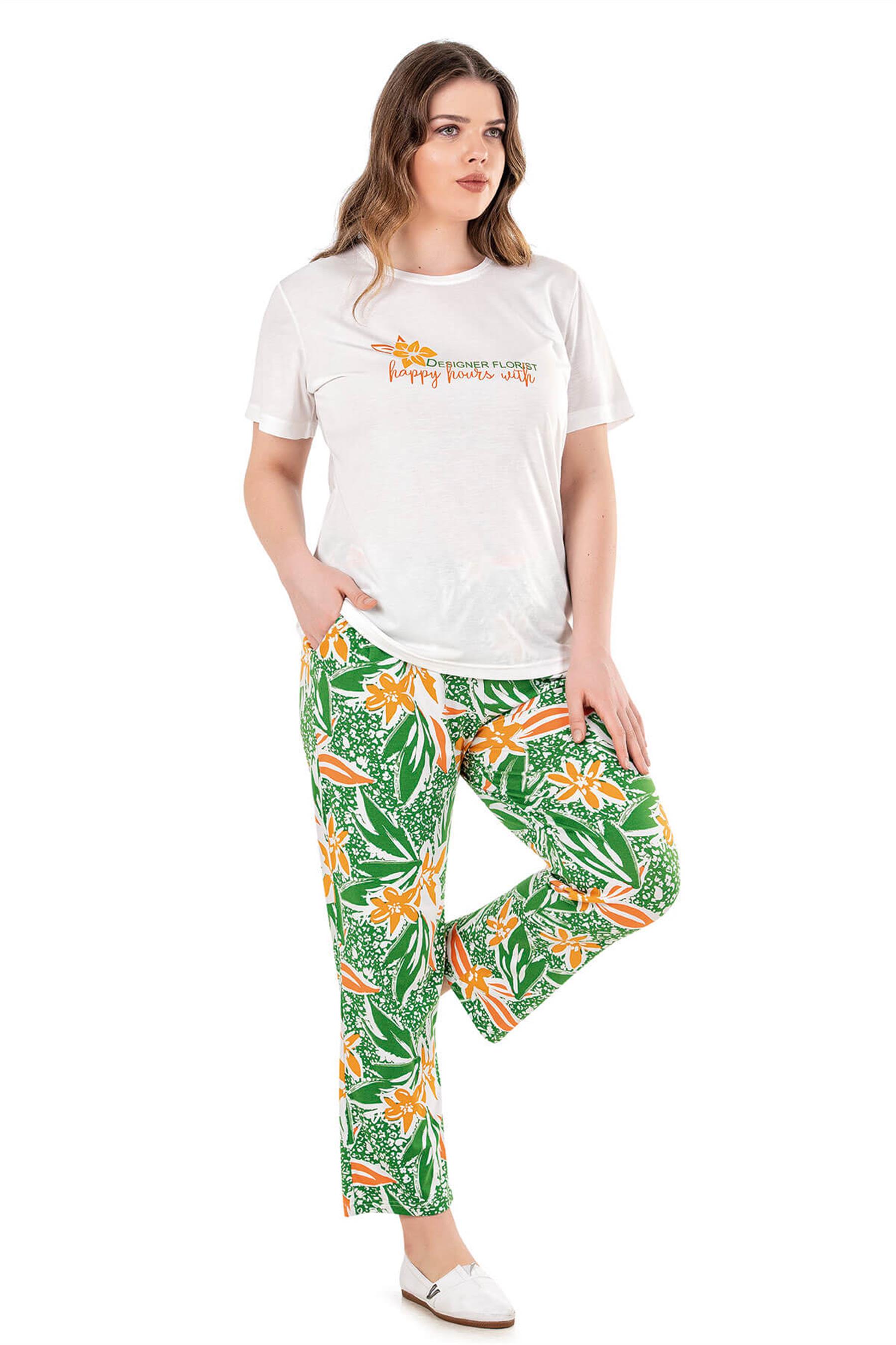 BÜYÜK BEDEN BATTAL YAZLIK MODAL PAMUK KISA KOL PİJAMA TAKIMI DOWRY B08-61