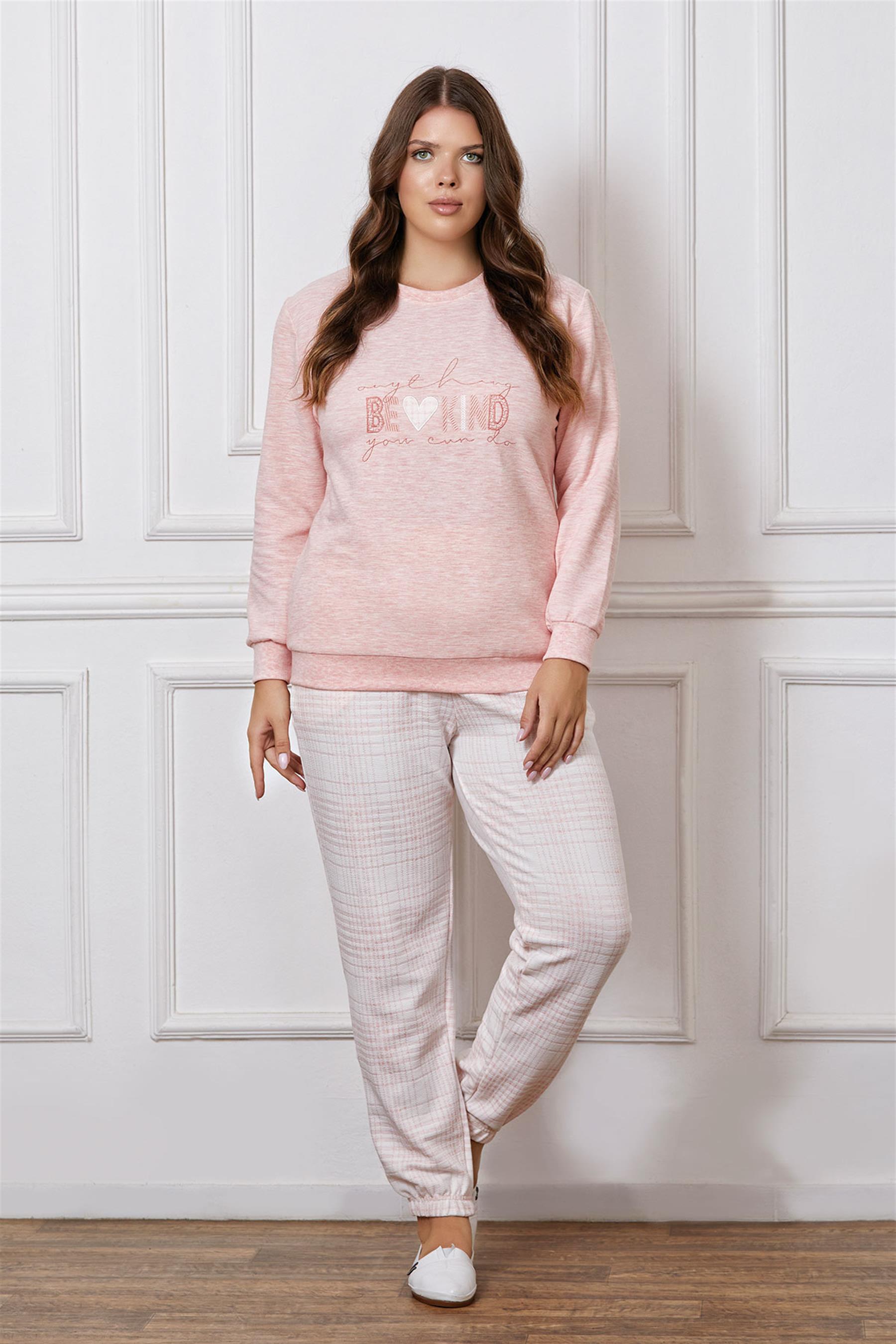 BATTAL BÜYÜK BEDEN KIŞLIK UZUN KOL PİJAMA TAKIMI DOWRY B09-120