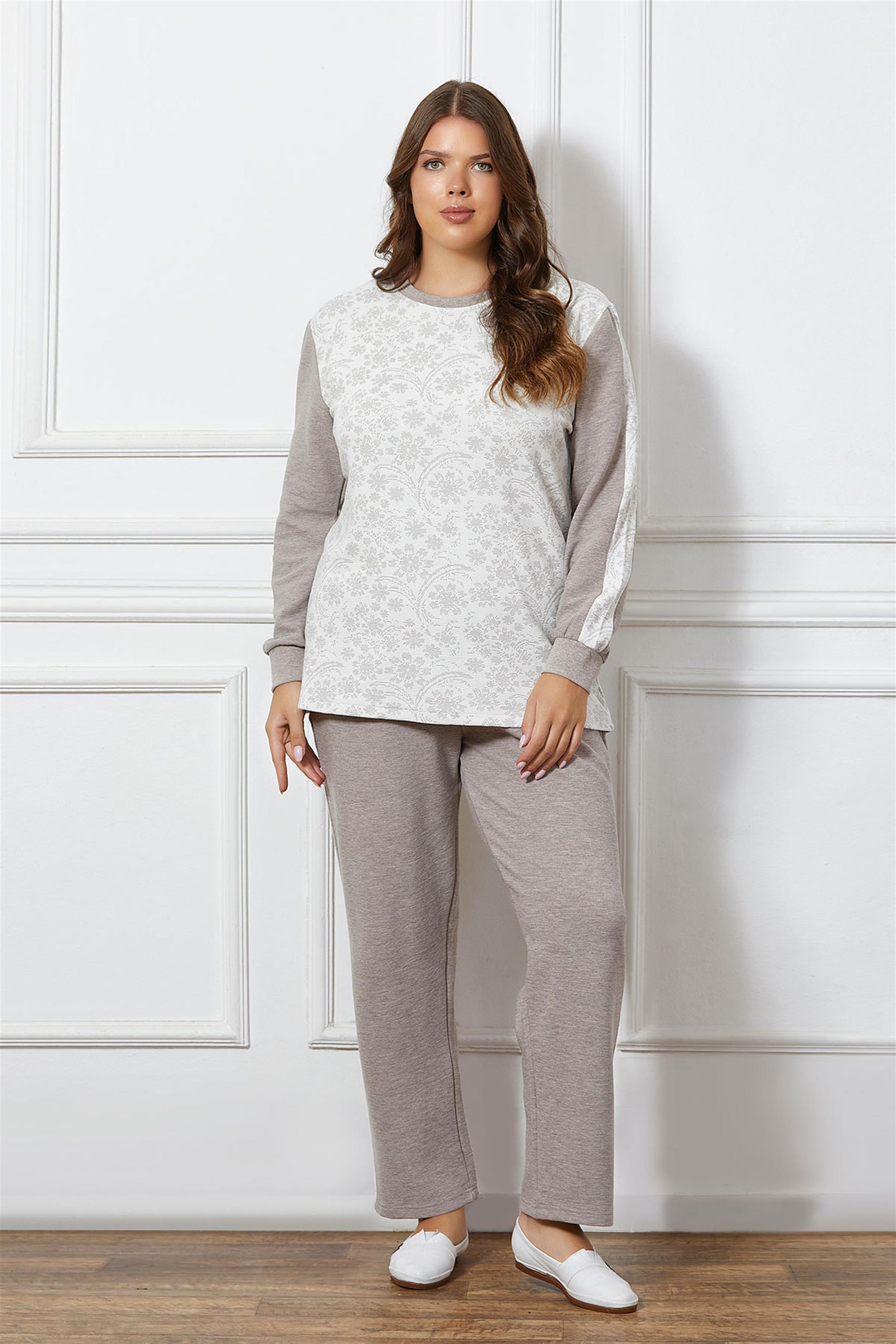 BATTAL BÜYÜK BEDEN UZUN KOL KIŞLIK PİJAMA TAKIMI DOWRY B09-124