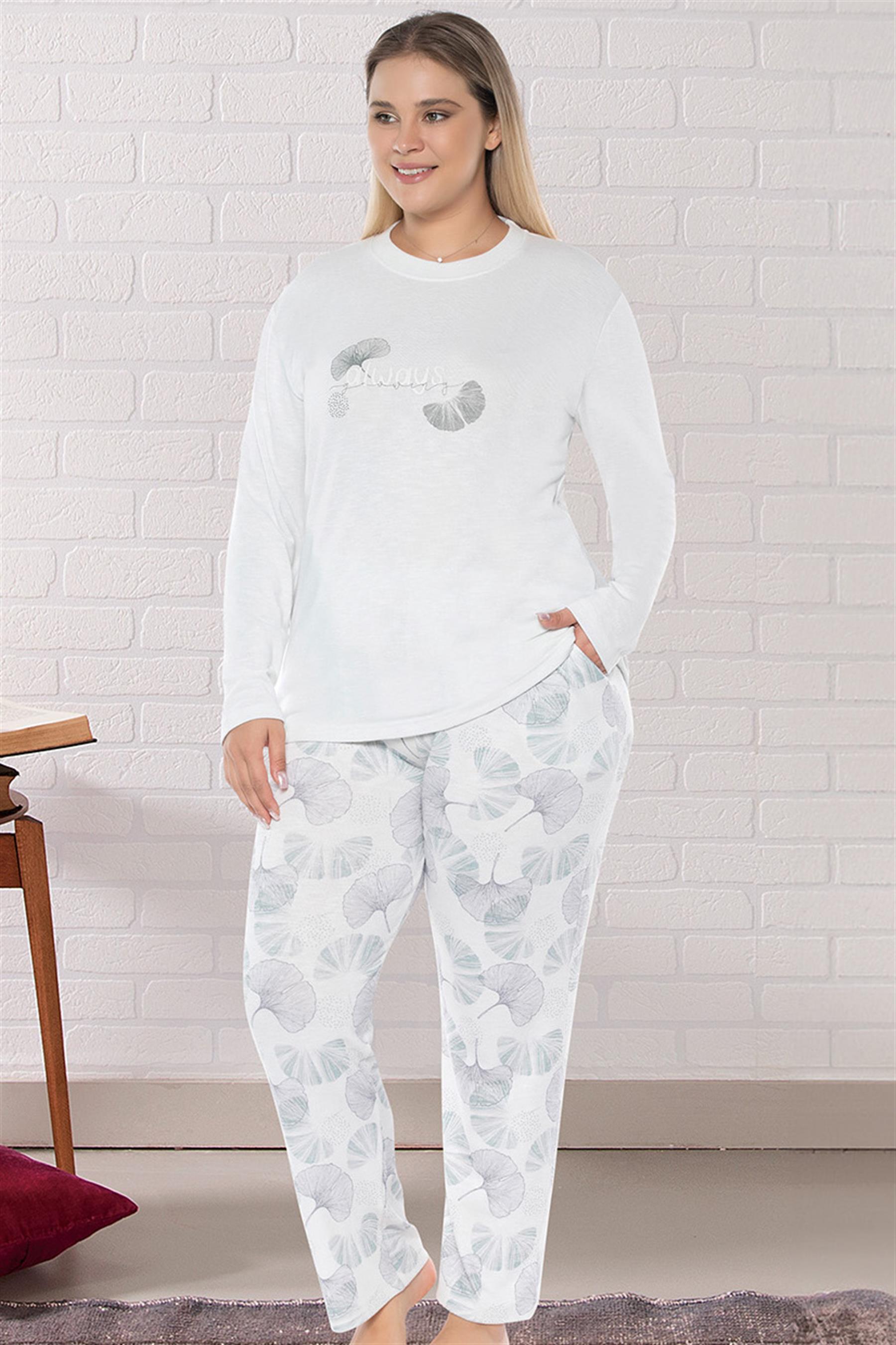 BÜYÜK BEDEN BATTAL UZUN KOL PİJAMA TAKIMI DOWRY B09-161