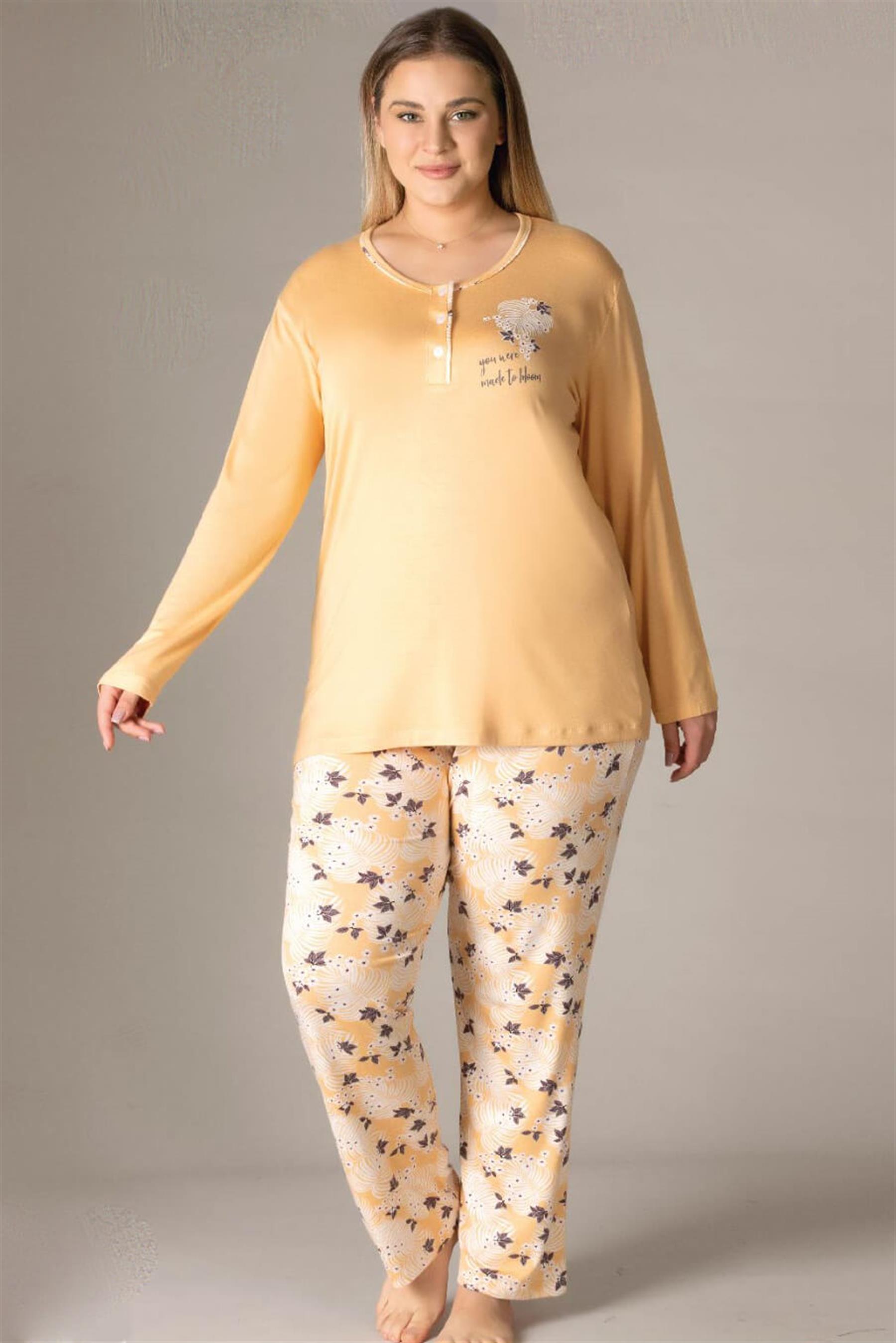 BÜYÜK BEDEN BATTAL UZUN KOL MEVSİMLİK PİJAMA TAKIMI B09-146