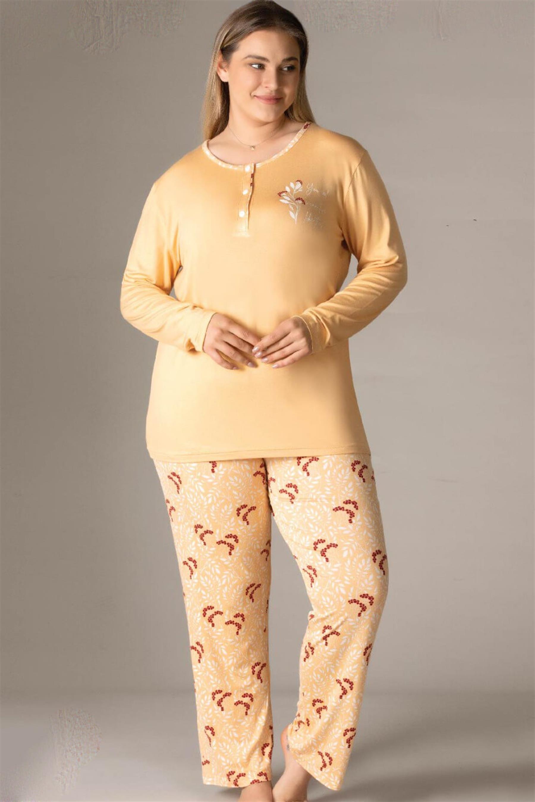 BÜYÜK BEDEN BATTAL UZUN KOL MEVSİMLİK PİJAMA TAKIMI B09-147