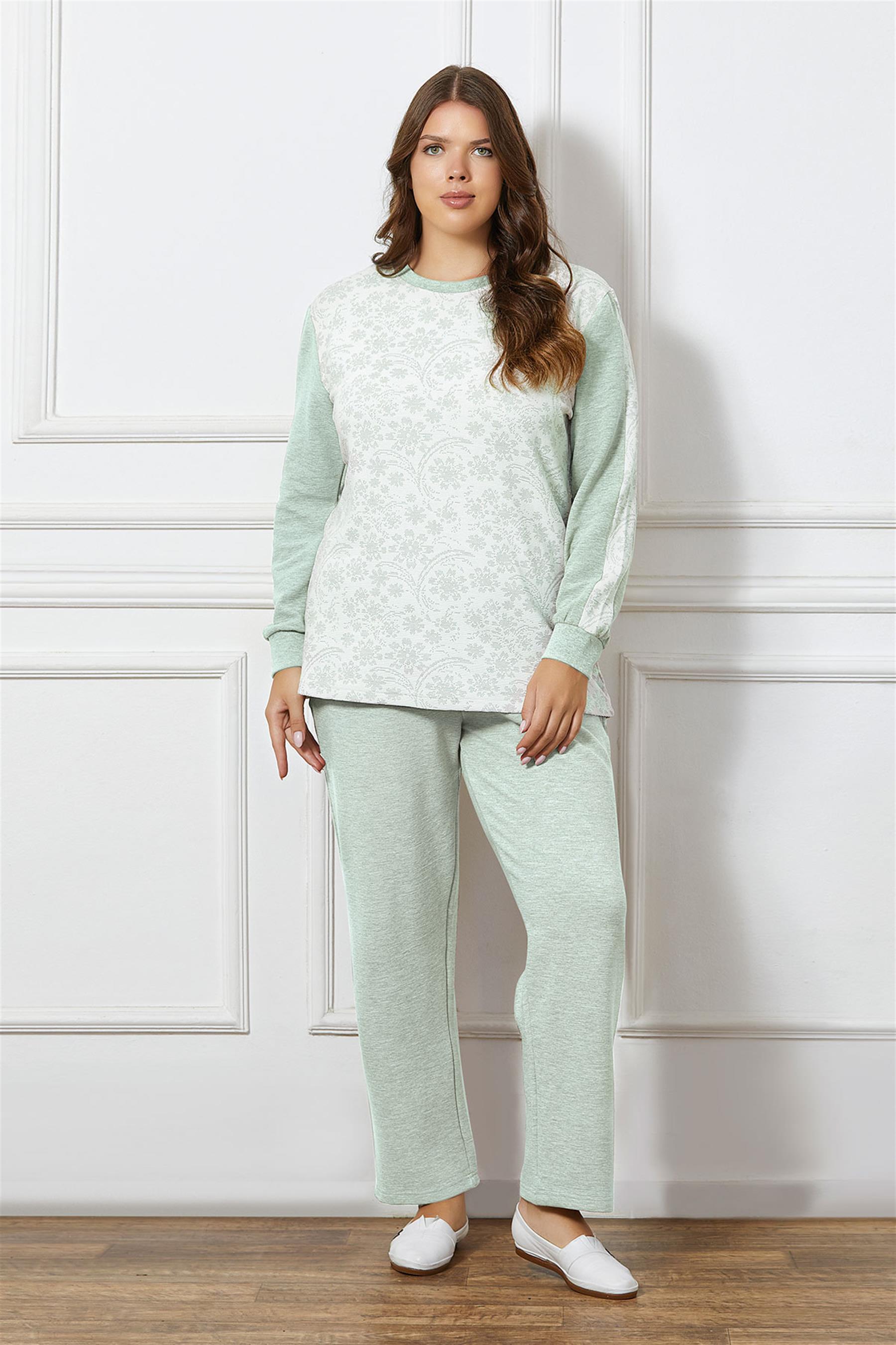 BATTAL BÜYÜK BEDEN UZUN KOL KIŞLIK PİJAMA TAKIMI DOWRY B09-124