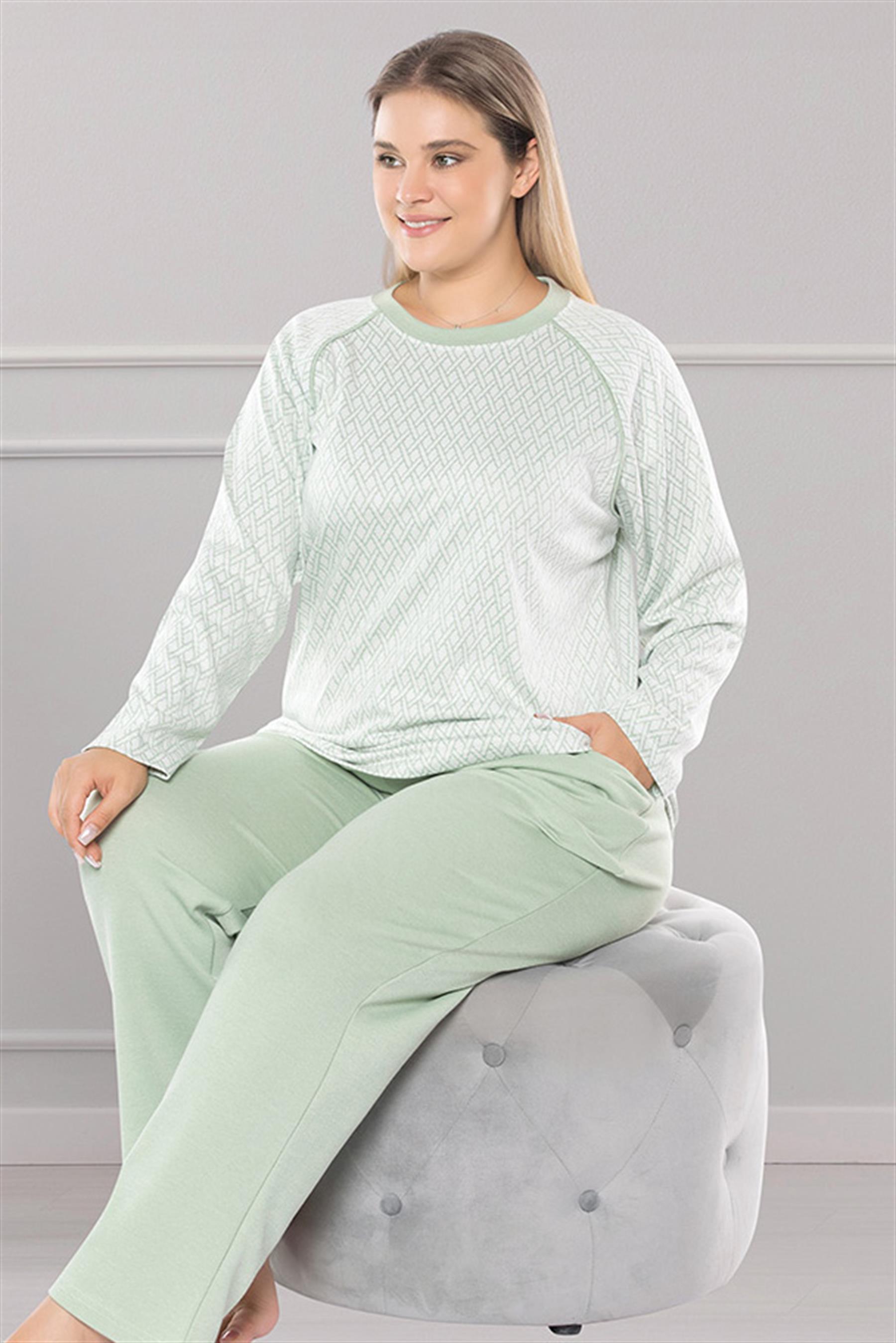 BÜYÜK BEDEN BATTAL UZUN KOL PİJAMA TAKIMI DOWRY B09-163