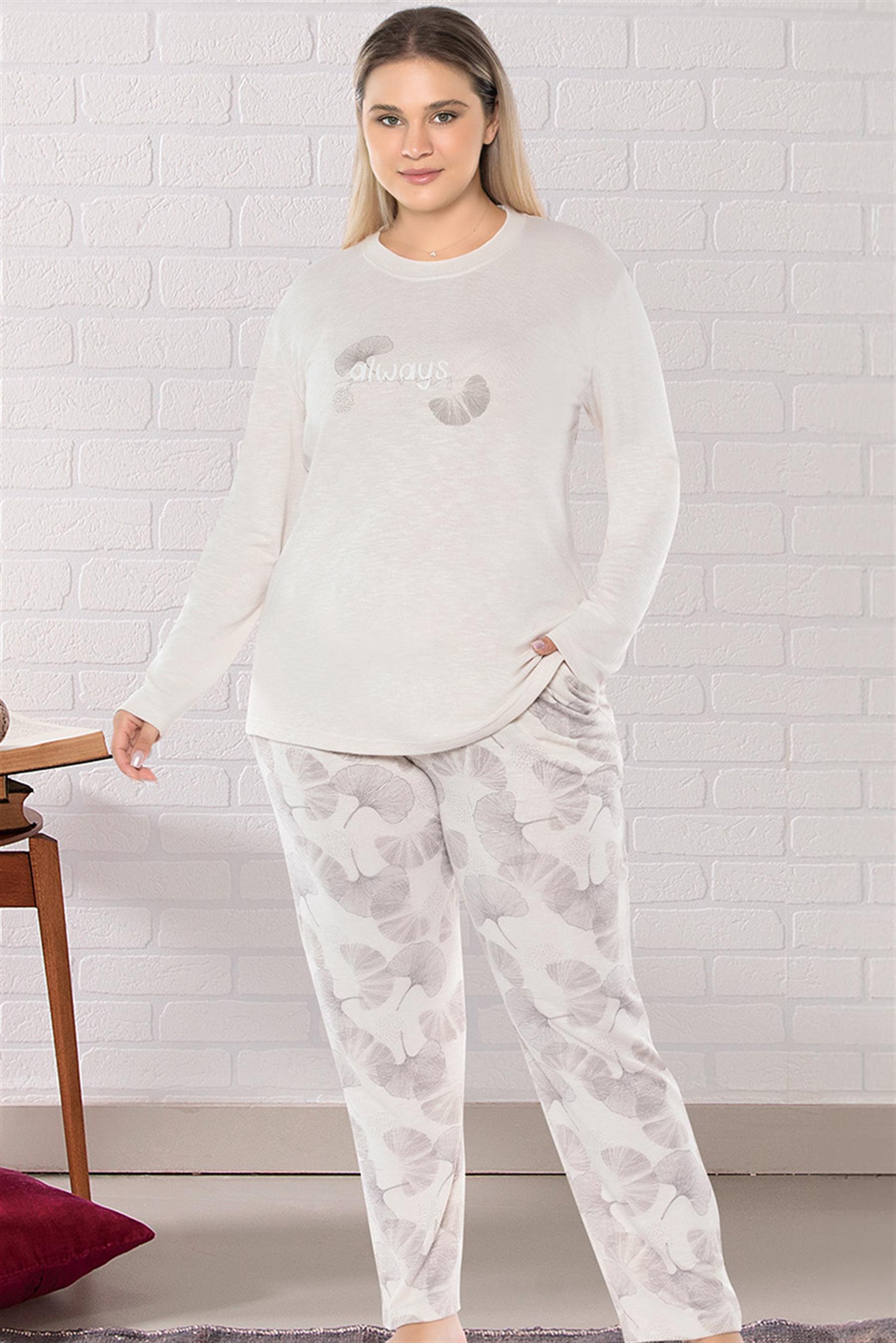 BÜYÜK BEDEN BATTAL UZUN KOL PİJAMA TAKIMI DOWRY B09-161