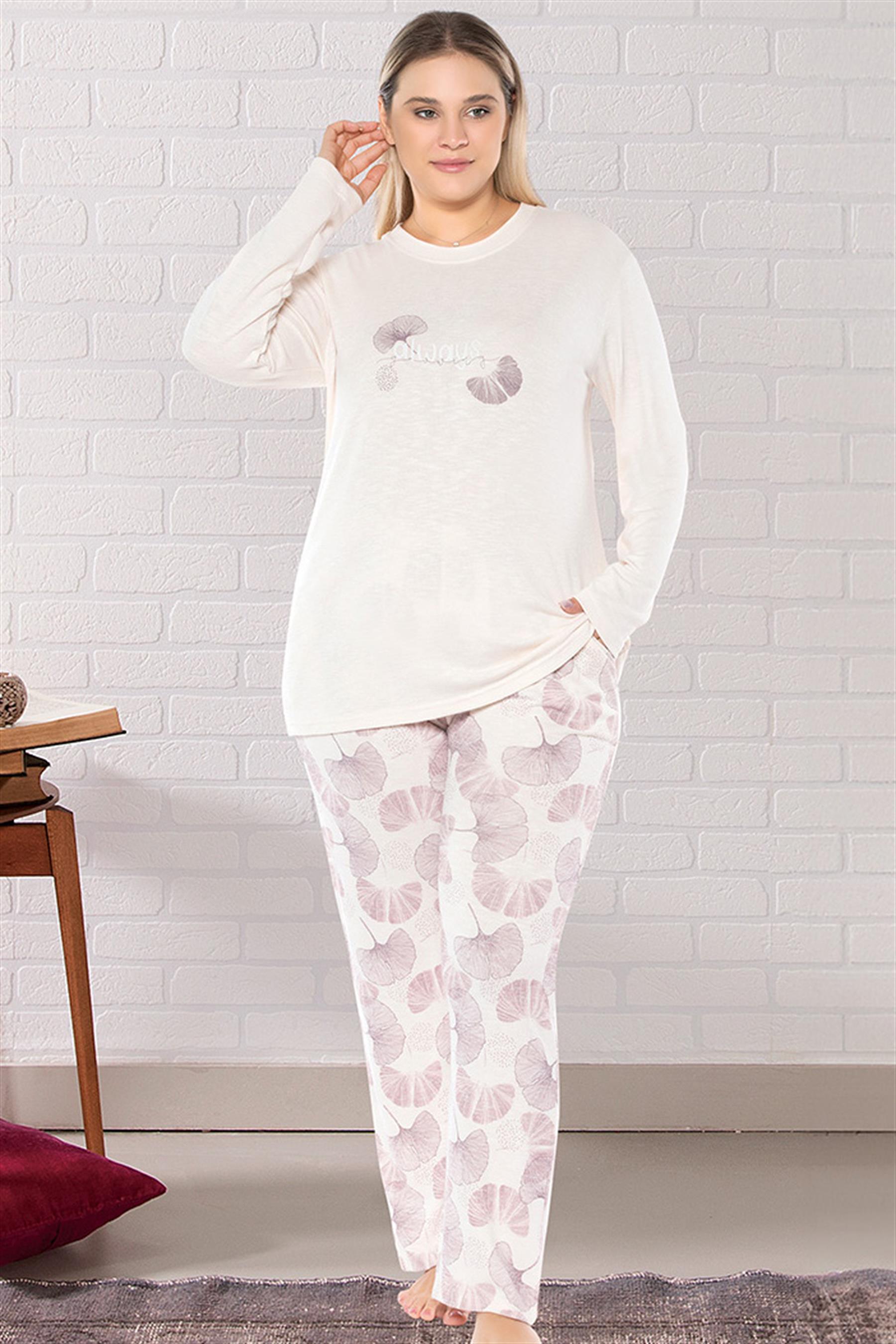 BÜYÜK BEDEN BATTAL UZUN KOL PİJAMA TAKIMI DOWRY B09-161