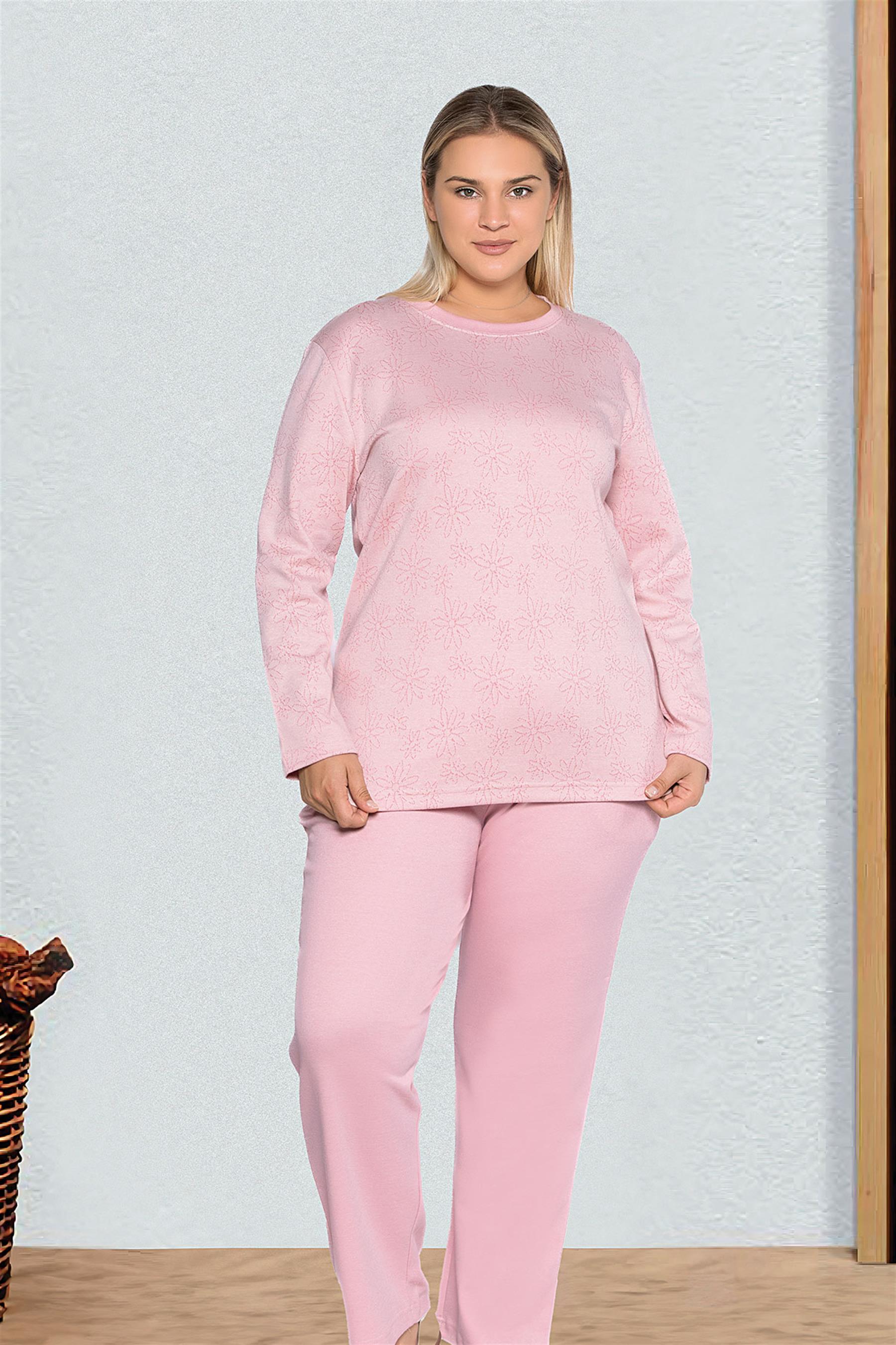 BATTAL BÜYÜK BEDEN UZUN KOL KIŞLIK PİJAMA TAKIMI DOWRY B09-128